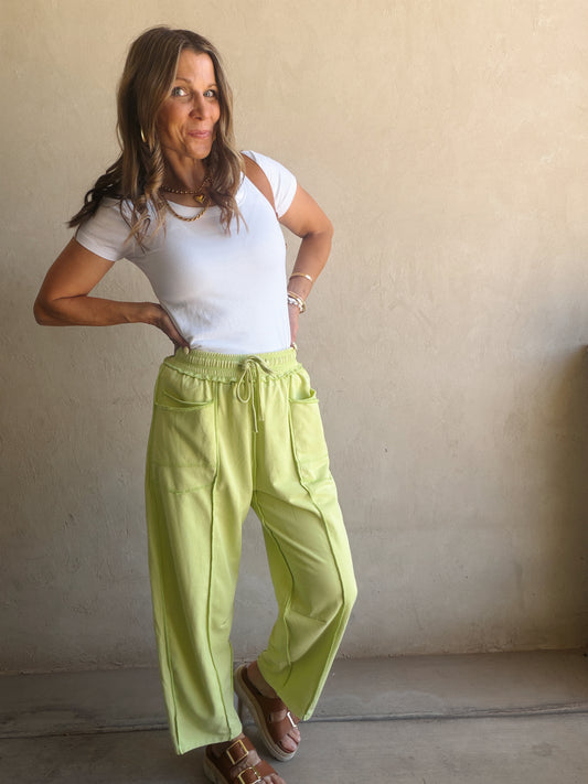 Heather Barrel Sweats in Citron
