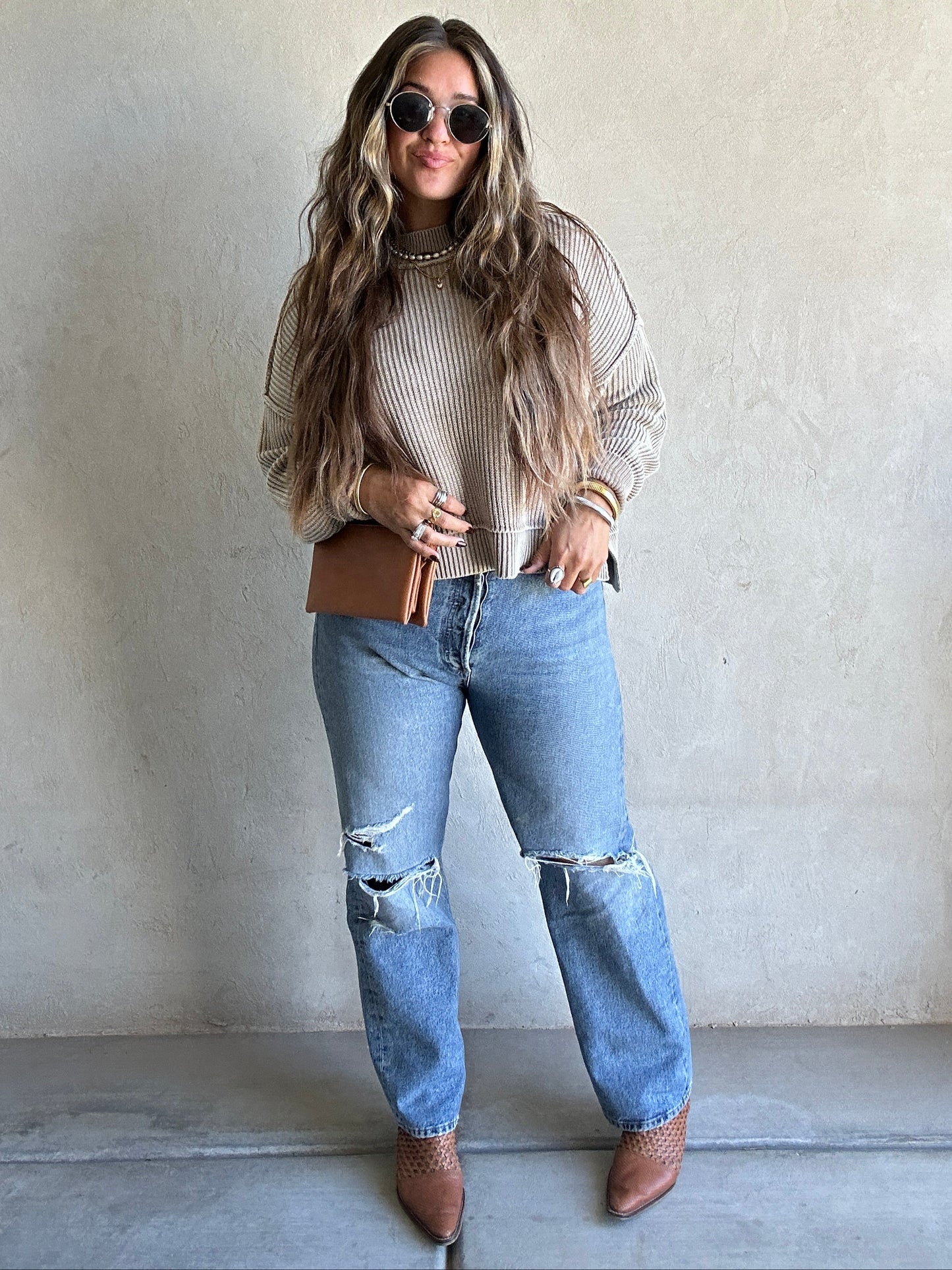 Isla Sweater in Mineral Washed Taupe