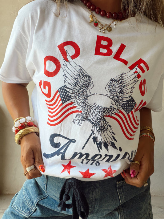God Bless America Tee in White