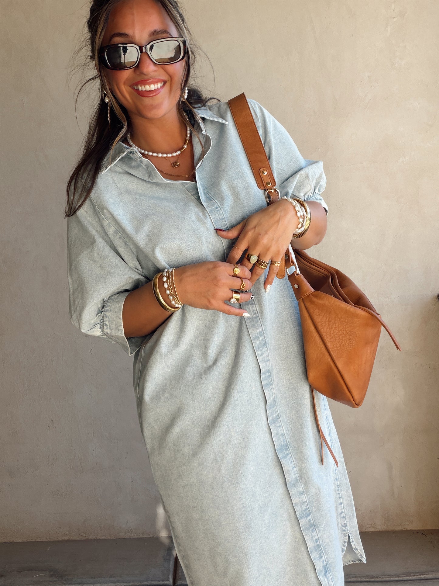 Anya Denim Dress in Light Wash