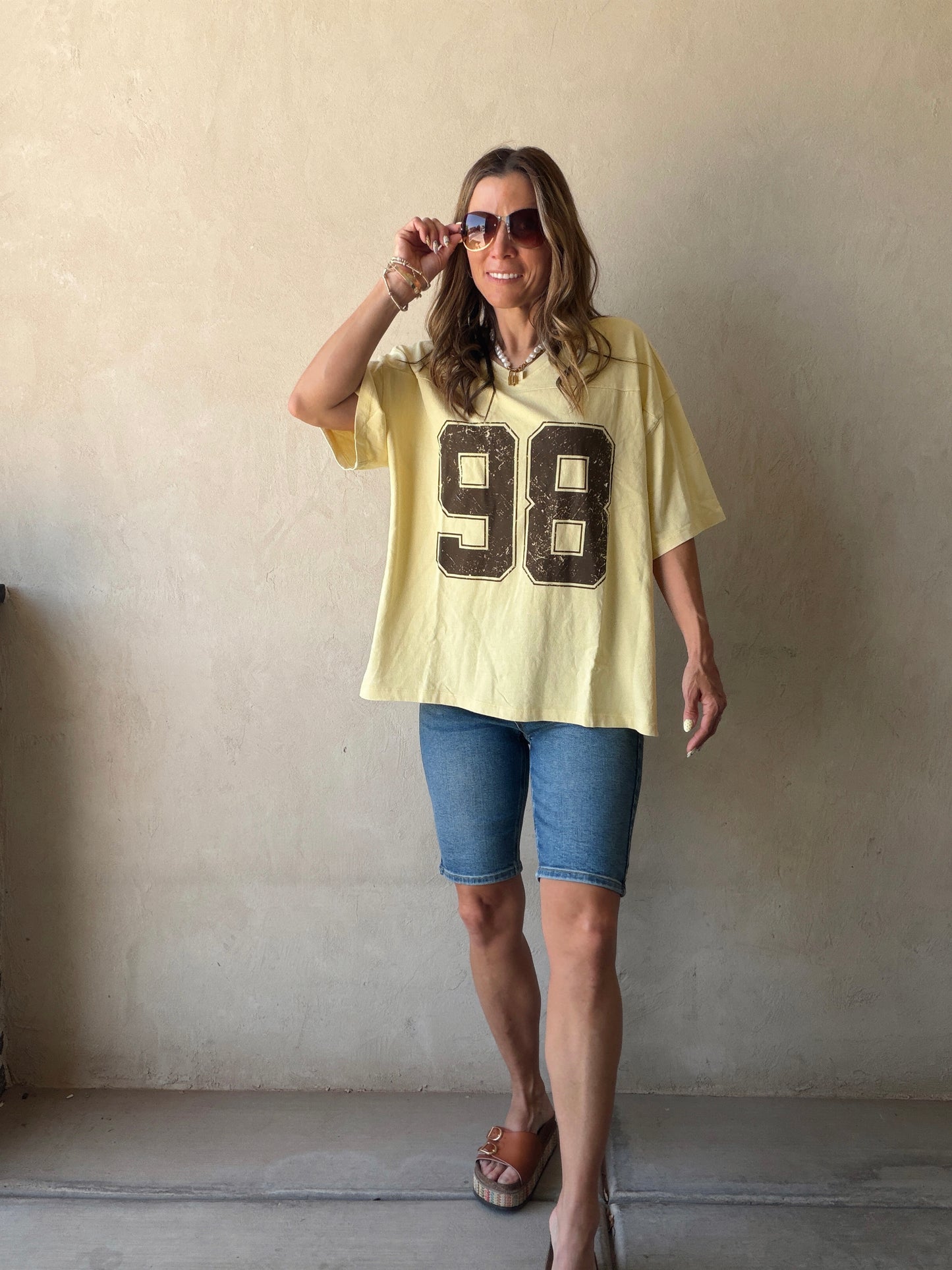 98 Oversized Varsity Tee in Mineral Wash Yellow