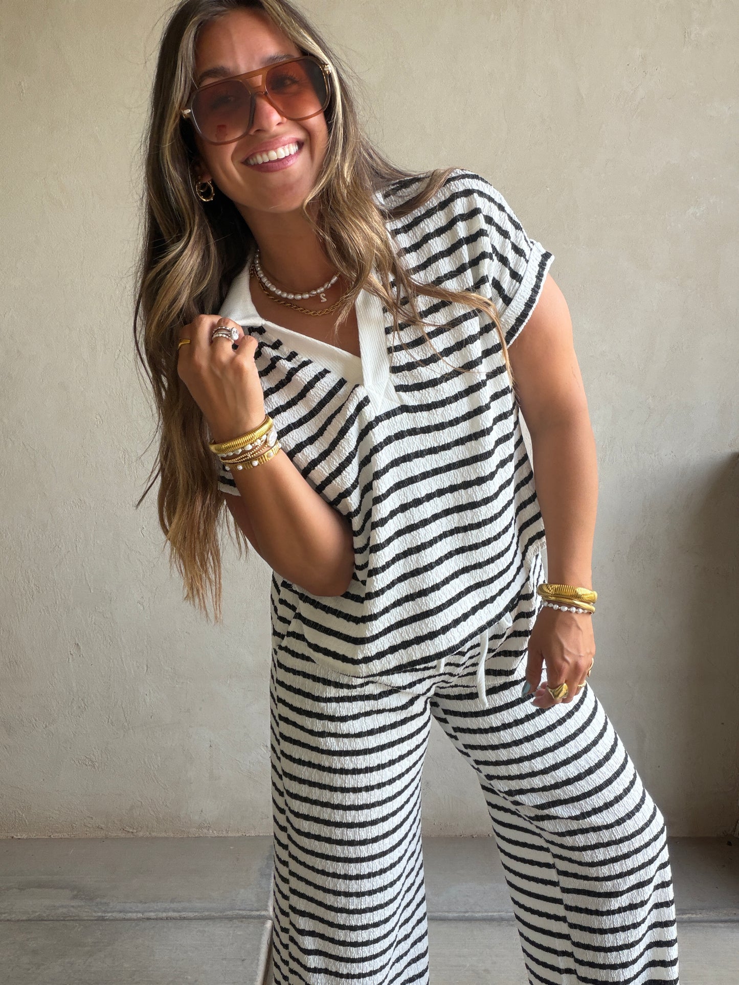 Annabelle Set in Black & White Stripe