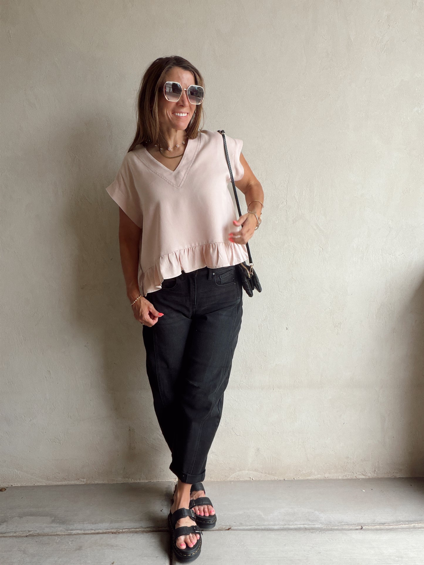Denise Ruffle Top in Dusty Pink