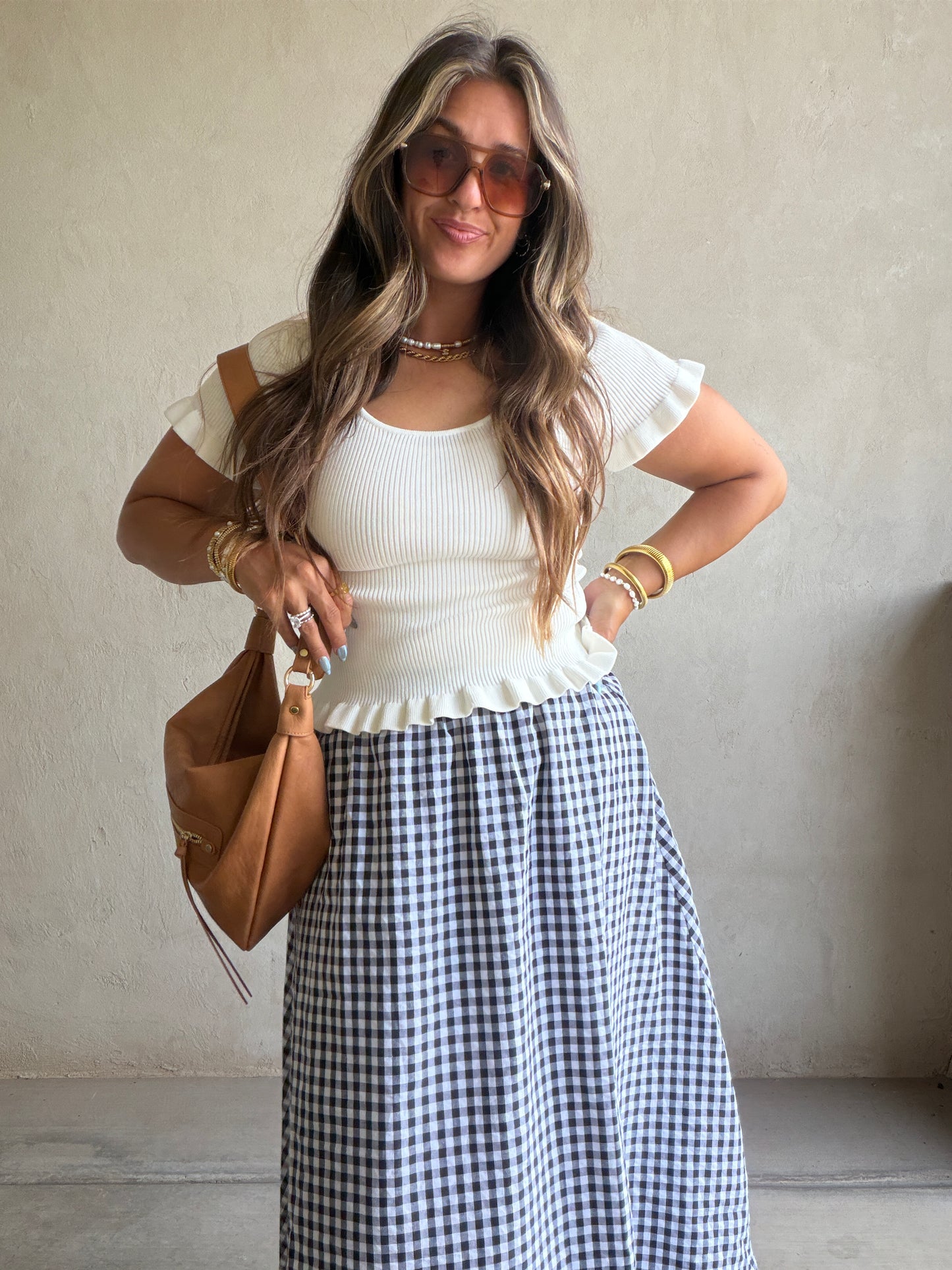 Gingham Skirt in Black & White
