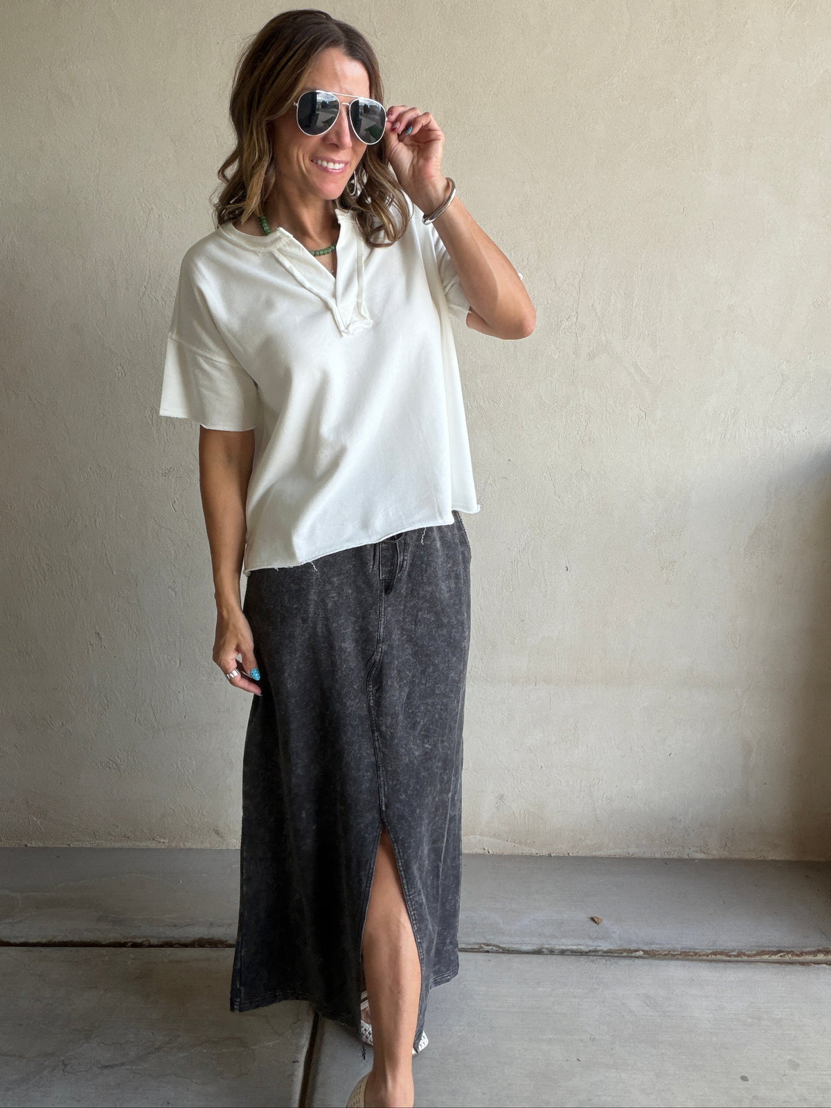 Corey Knit Skirt in Sunfade Black