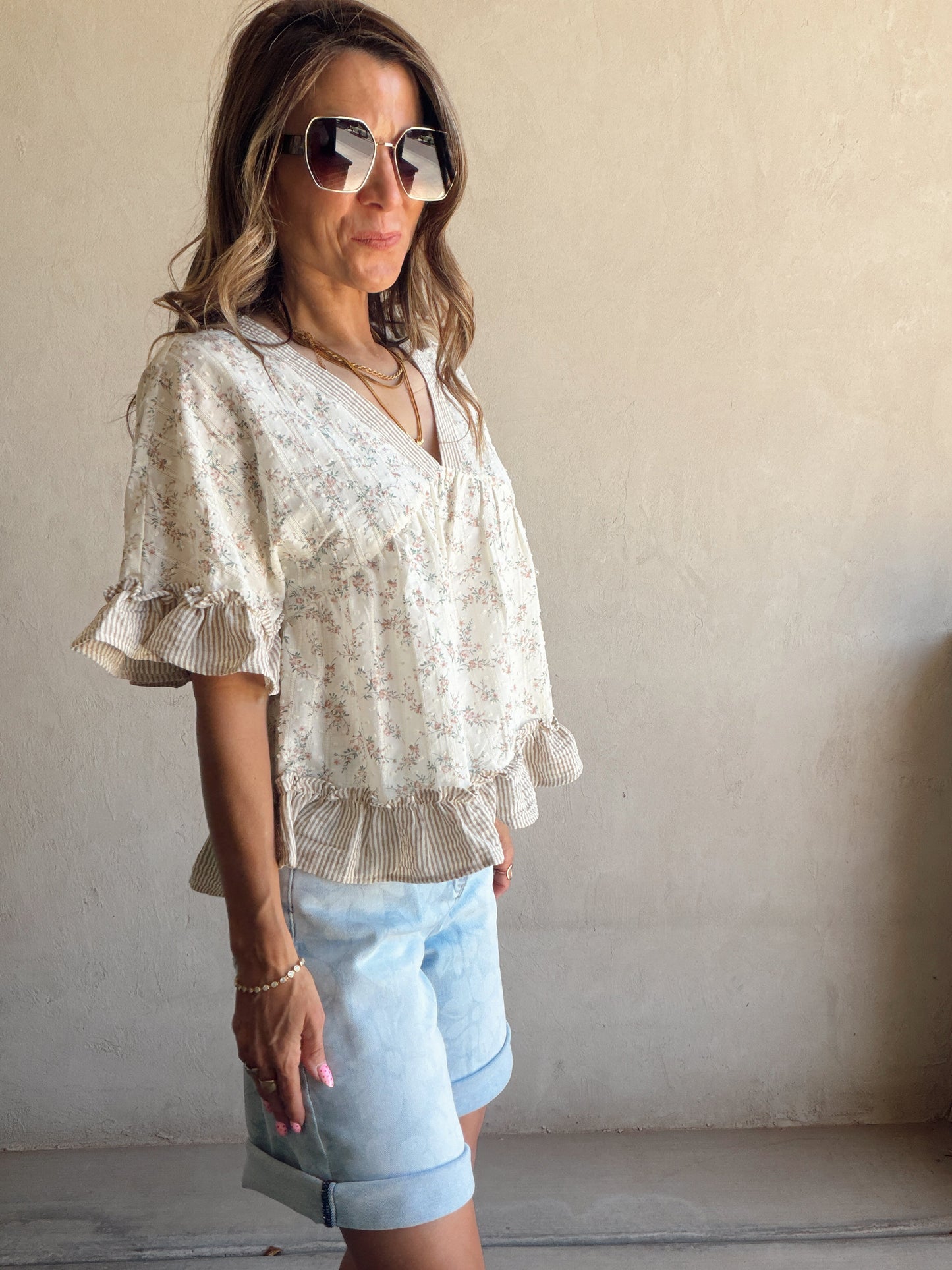 Hazel Ruffle Boho Top