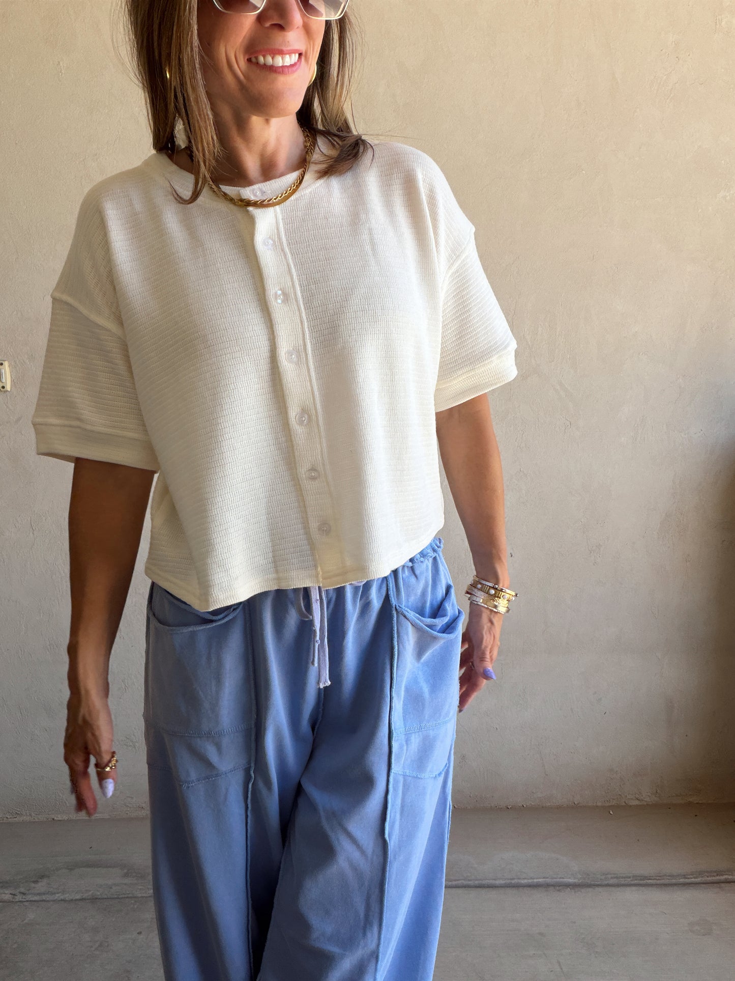 Mal Textured Top in Cream