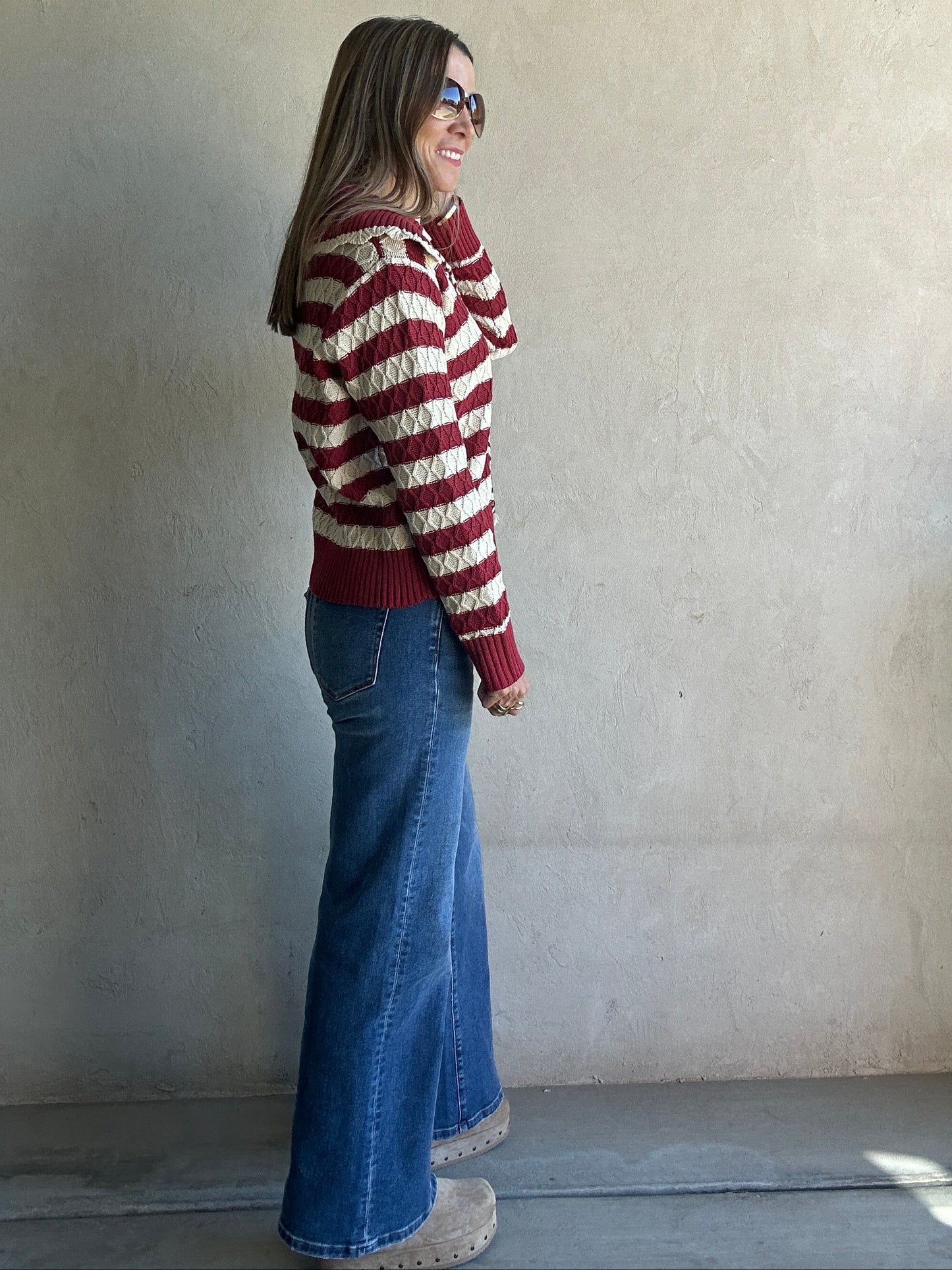 Harper Sweater in Burgundy & Oatmeal