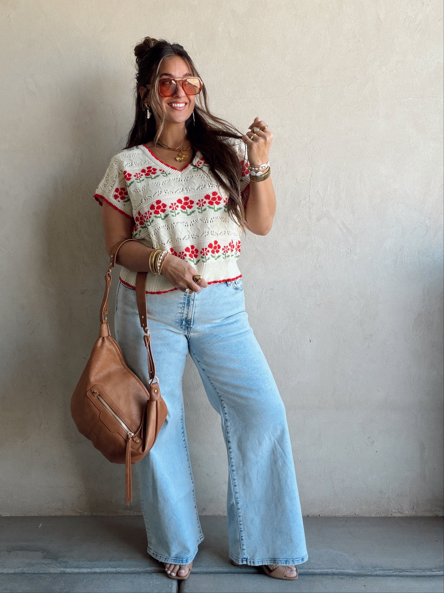 Kendall Floral Top in Cream Floral