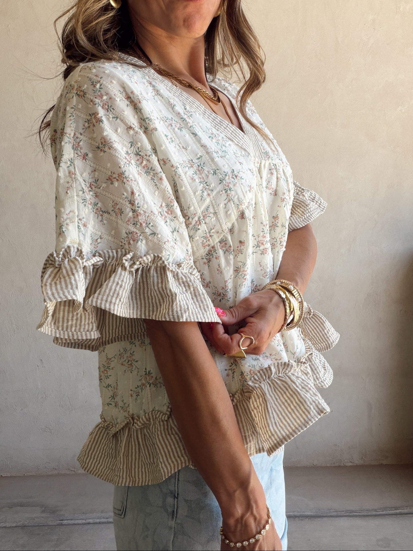 Hazel Ruffle Boho Top