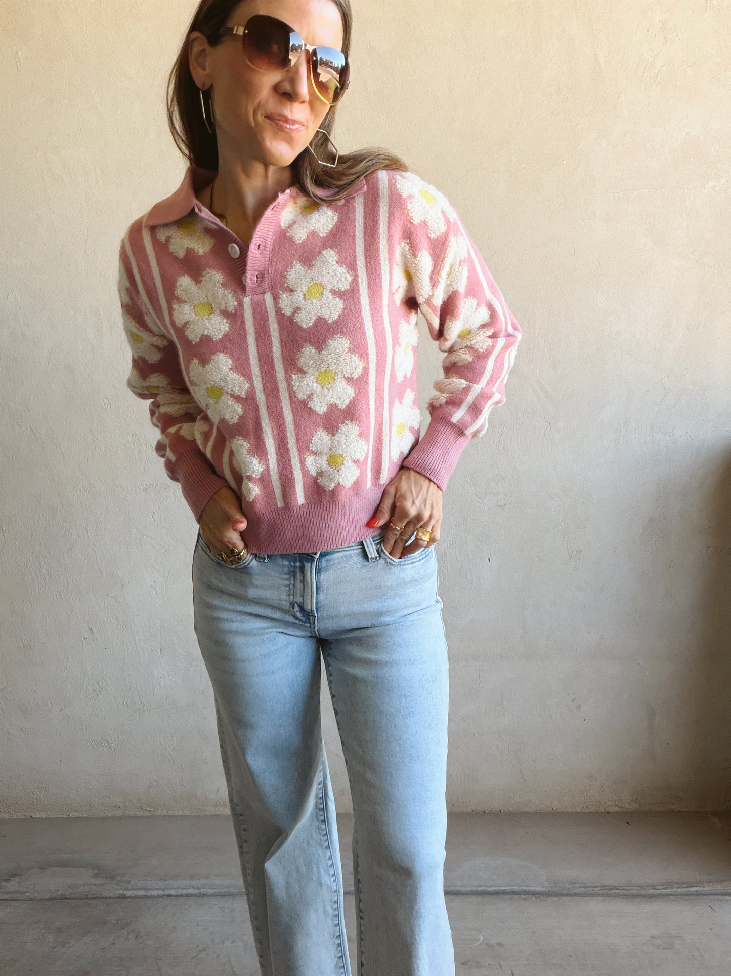 Shiloh Floral Sweater in Mauve