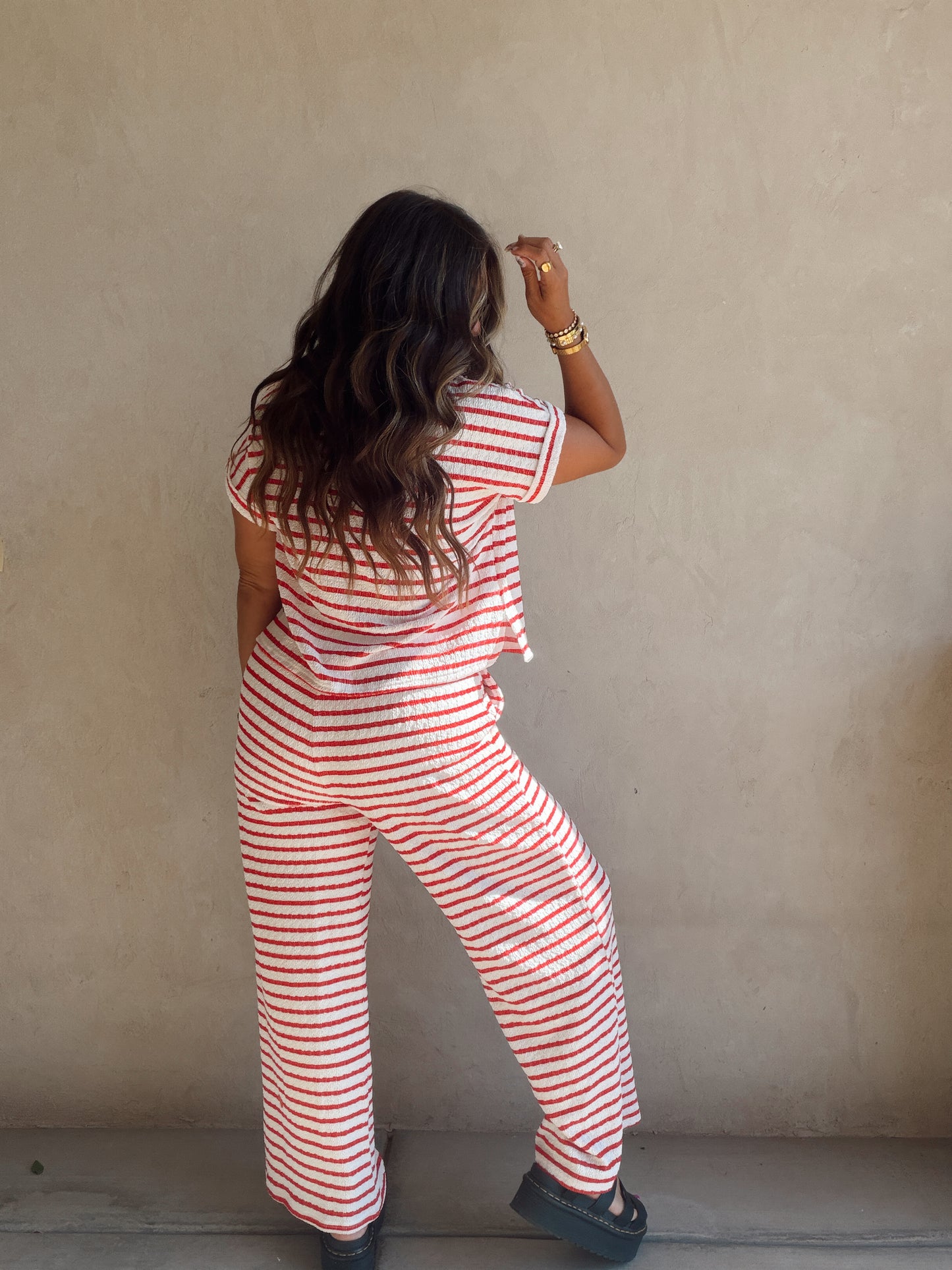 Annabelle Set in Red & White Stripe