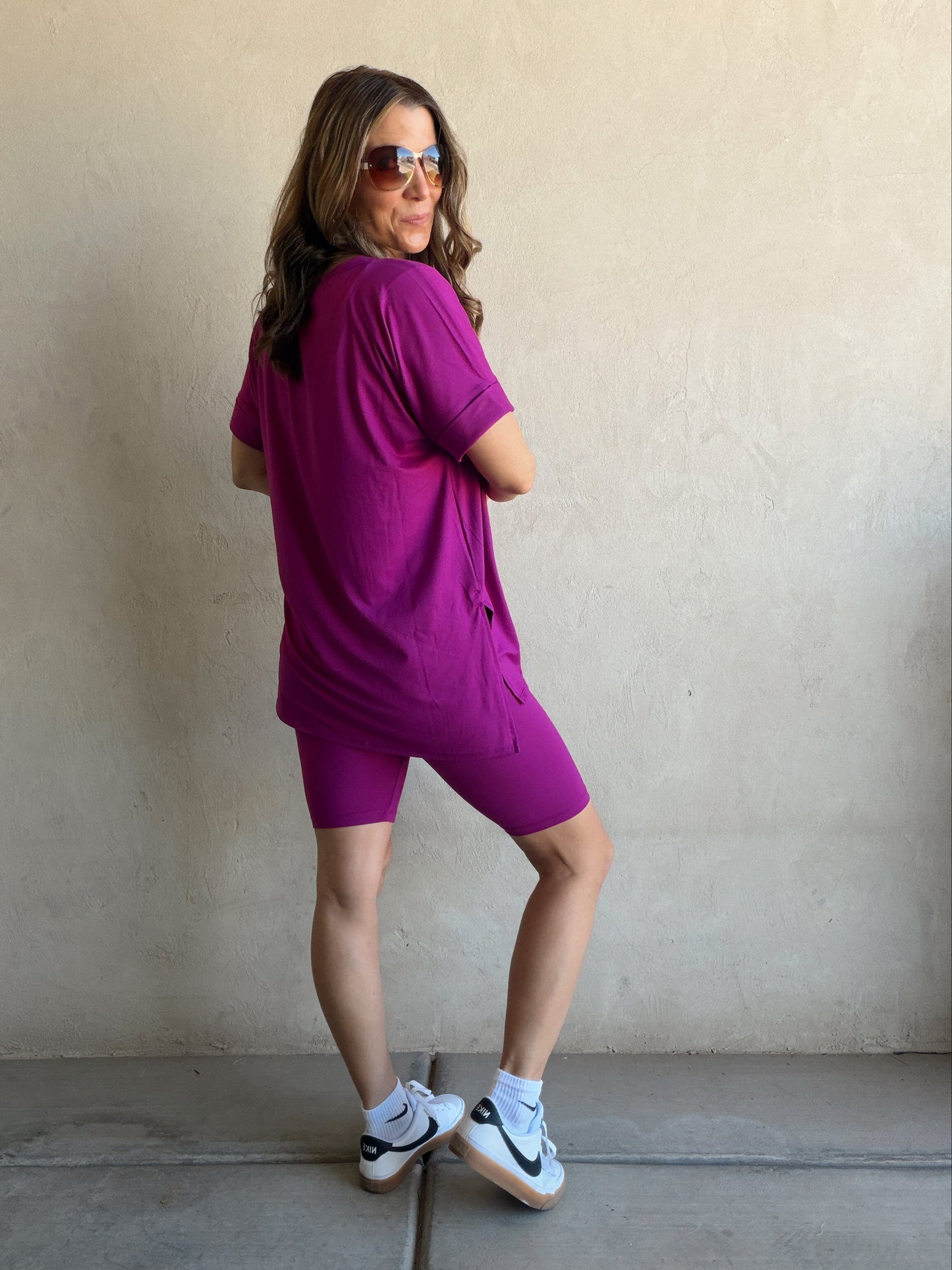 Jillian Heavenly Biker Set in Dark Magenta