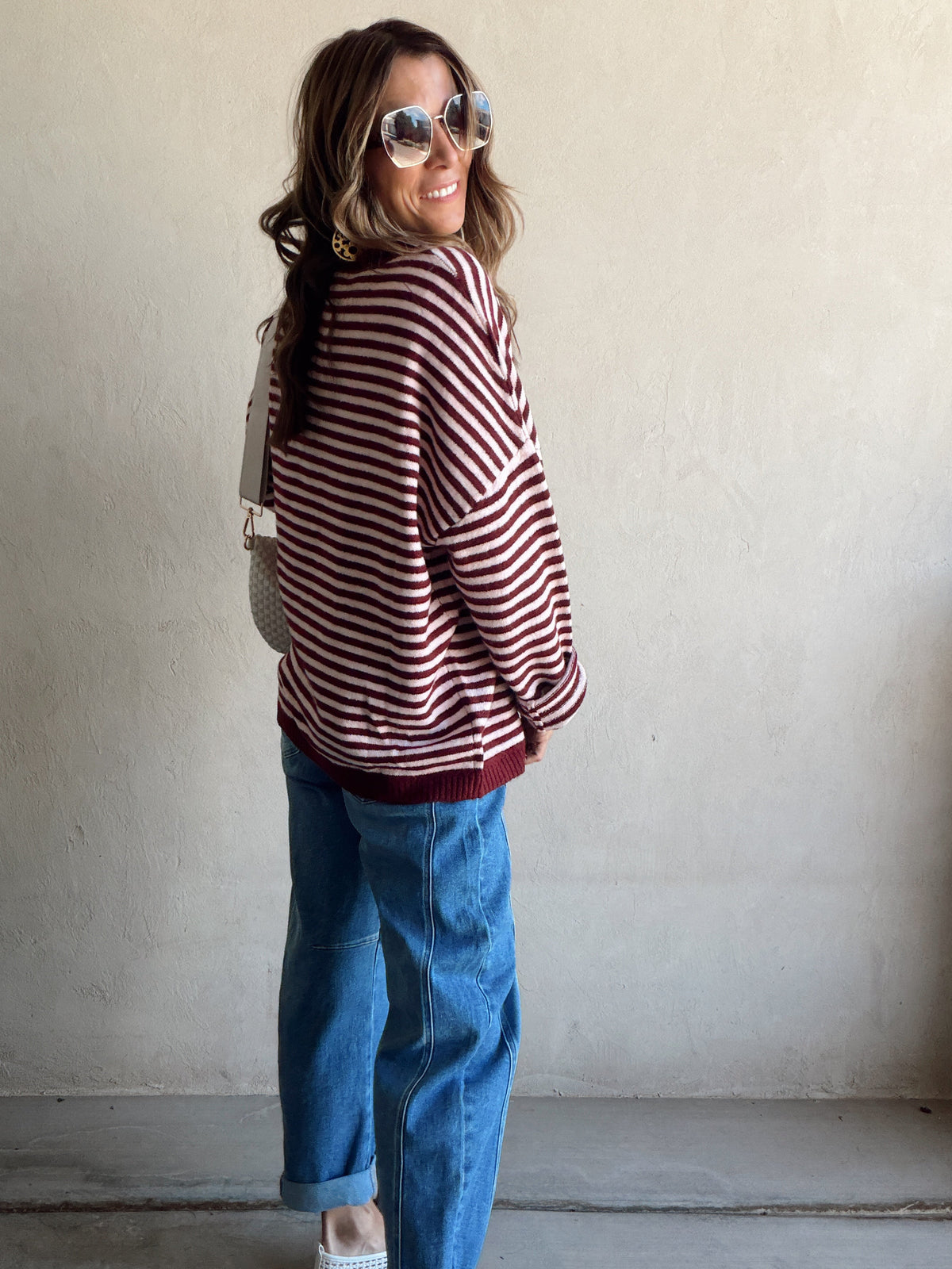 Hanna Henley Sweater in Burgundy