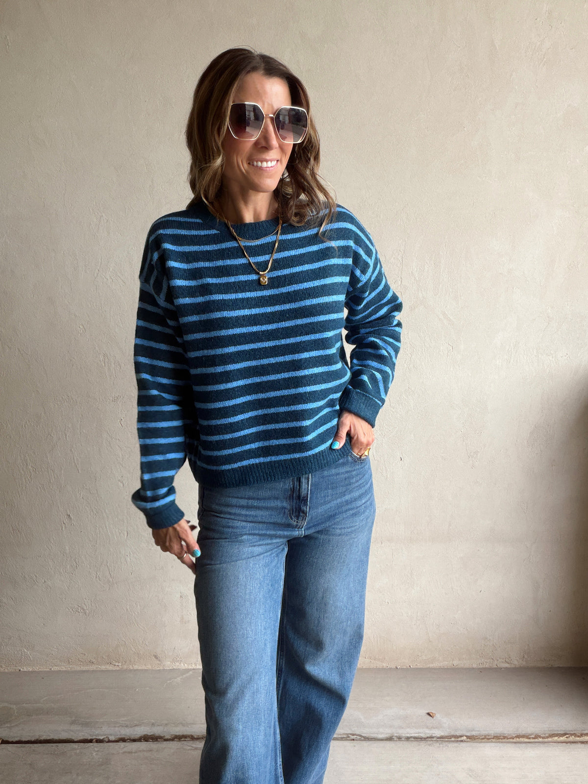 Jamie Striped Sweater in Blues
