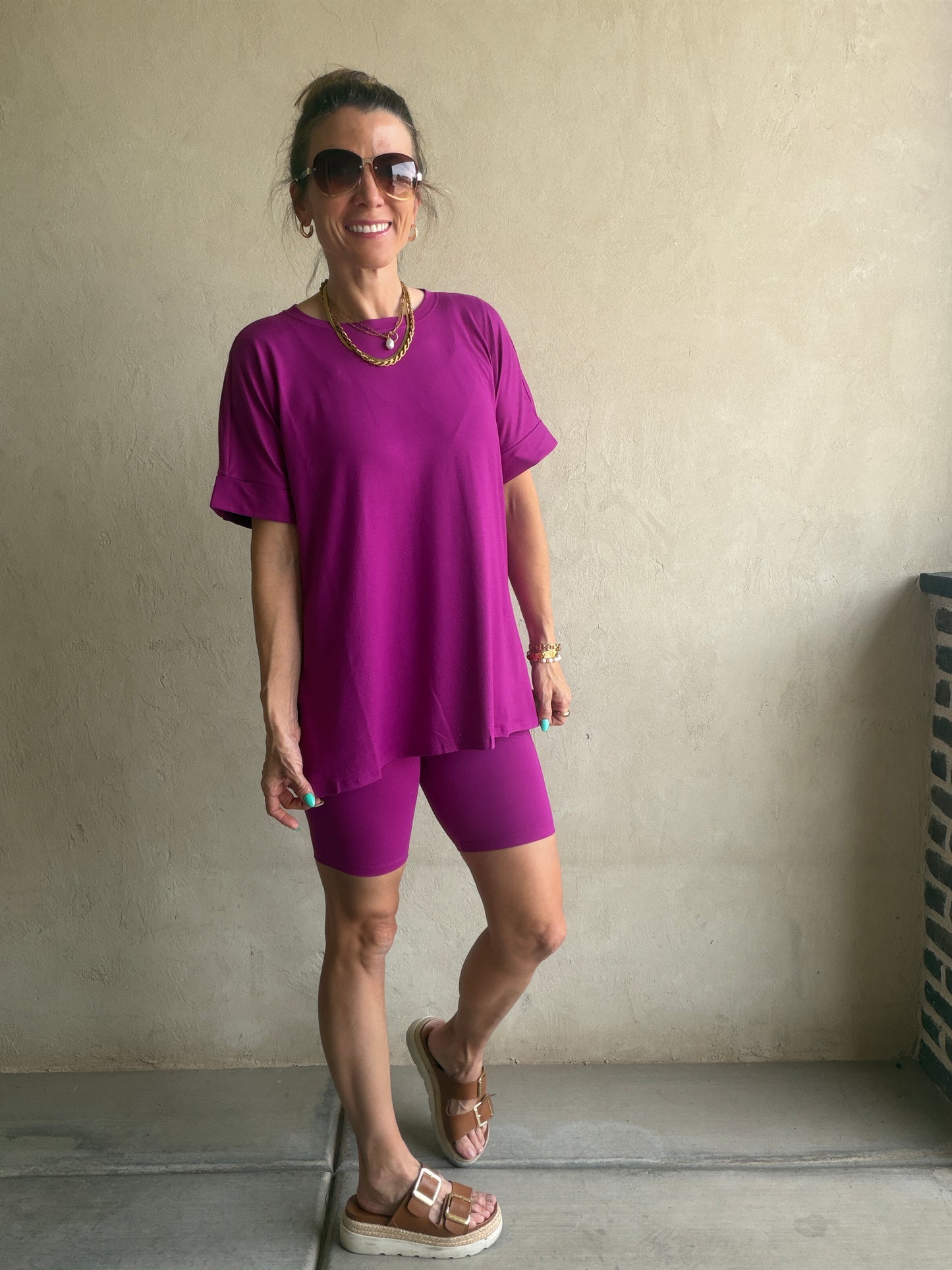 Jillian Heavenly Biker Set in Dark Magenta