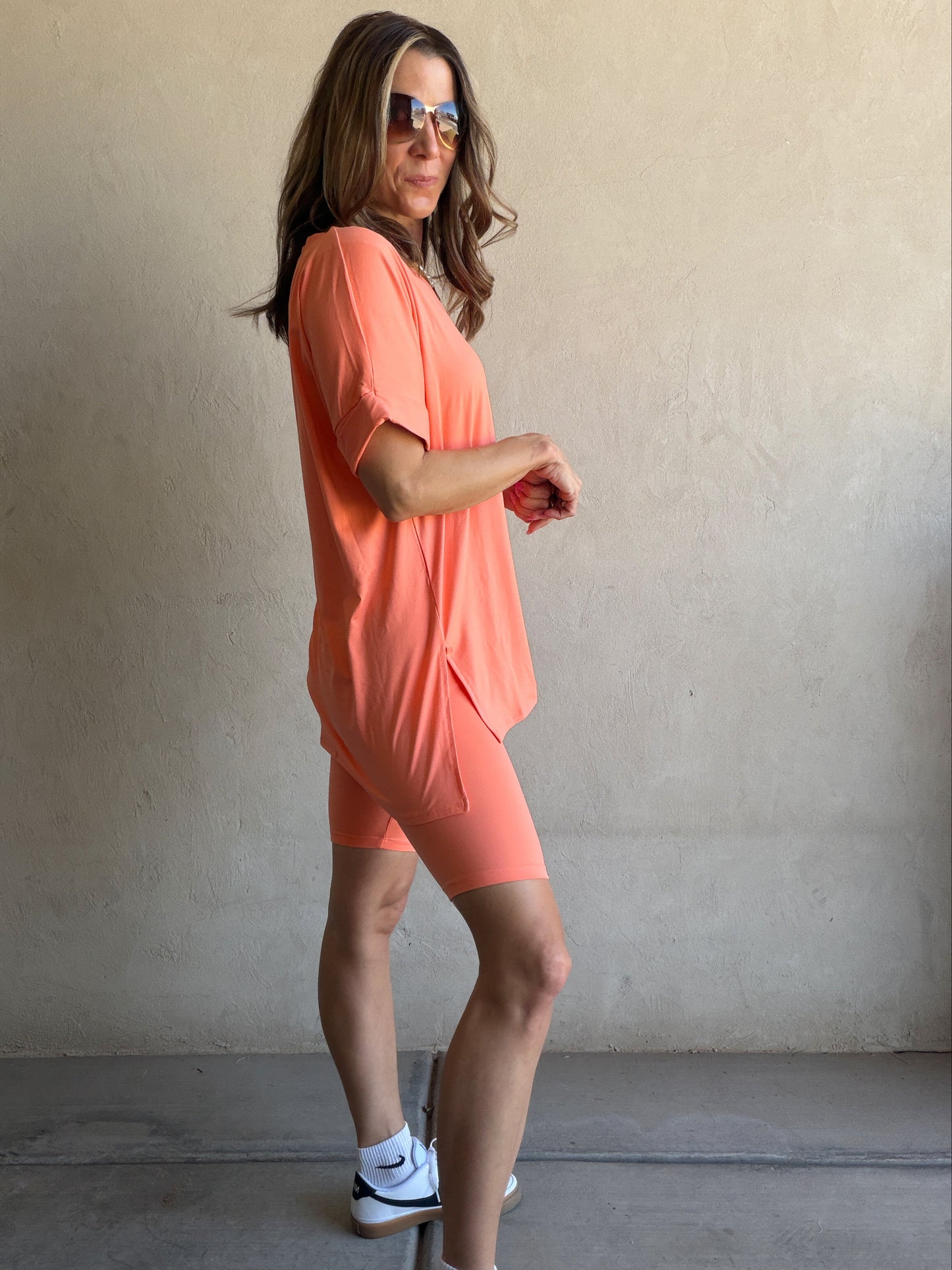 Jillian Heavenly Biker Set in Coral