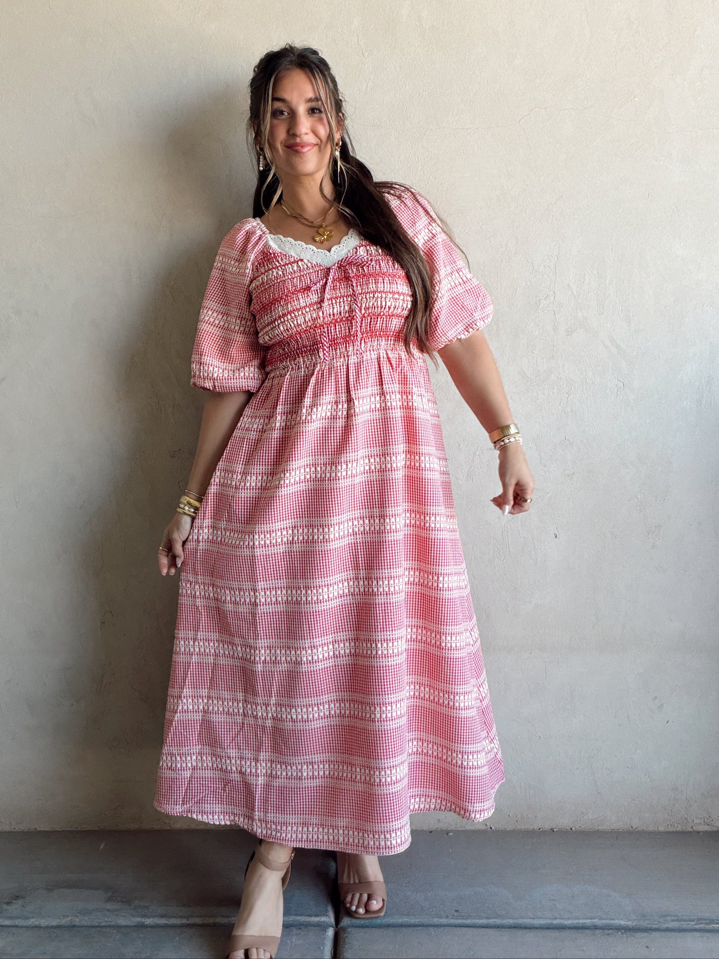 Liliana Dress in Red Check