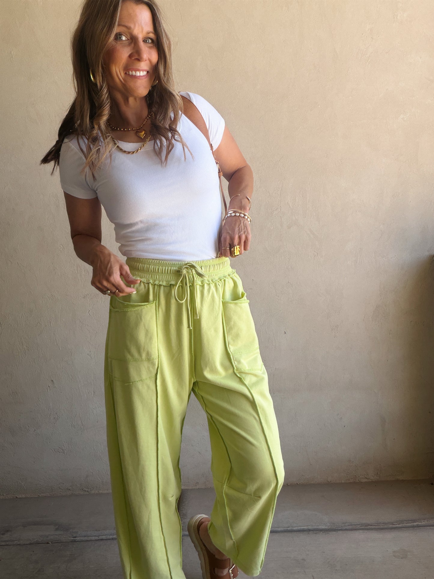 Heather Barrel Sweats in Citron