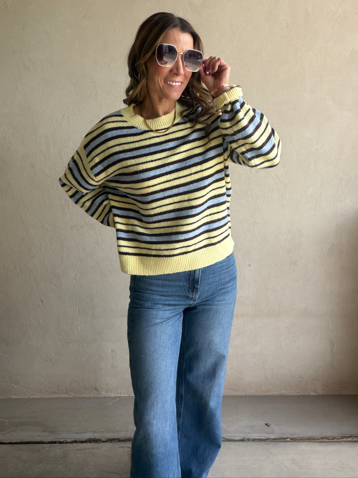 Beth Striped Sweater in Yellow