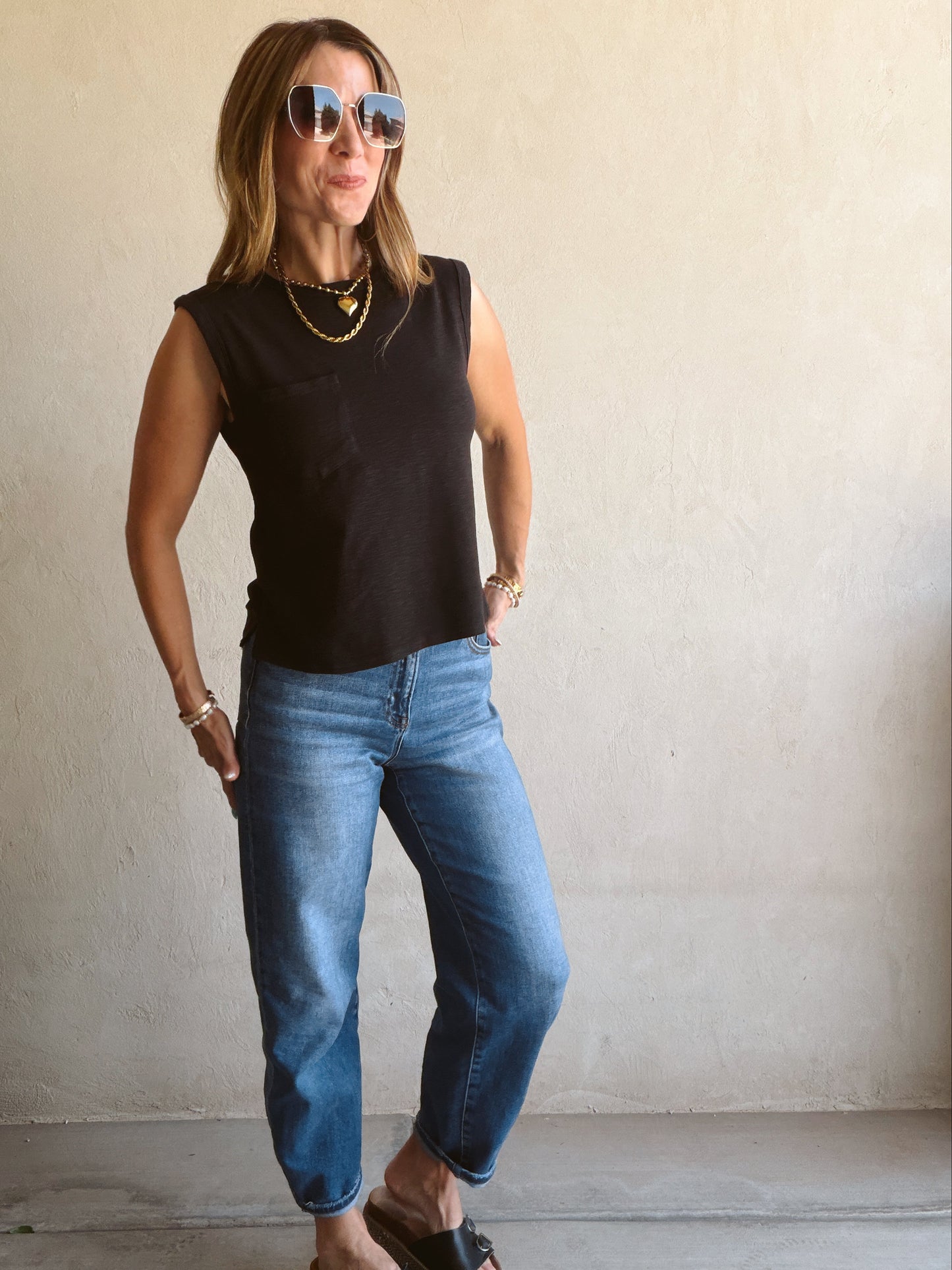Wren Sleeveless Tank in Black