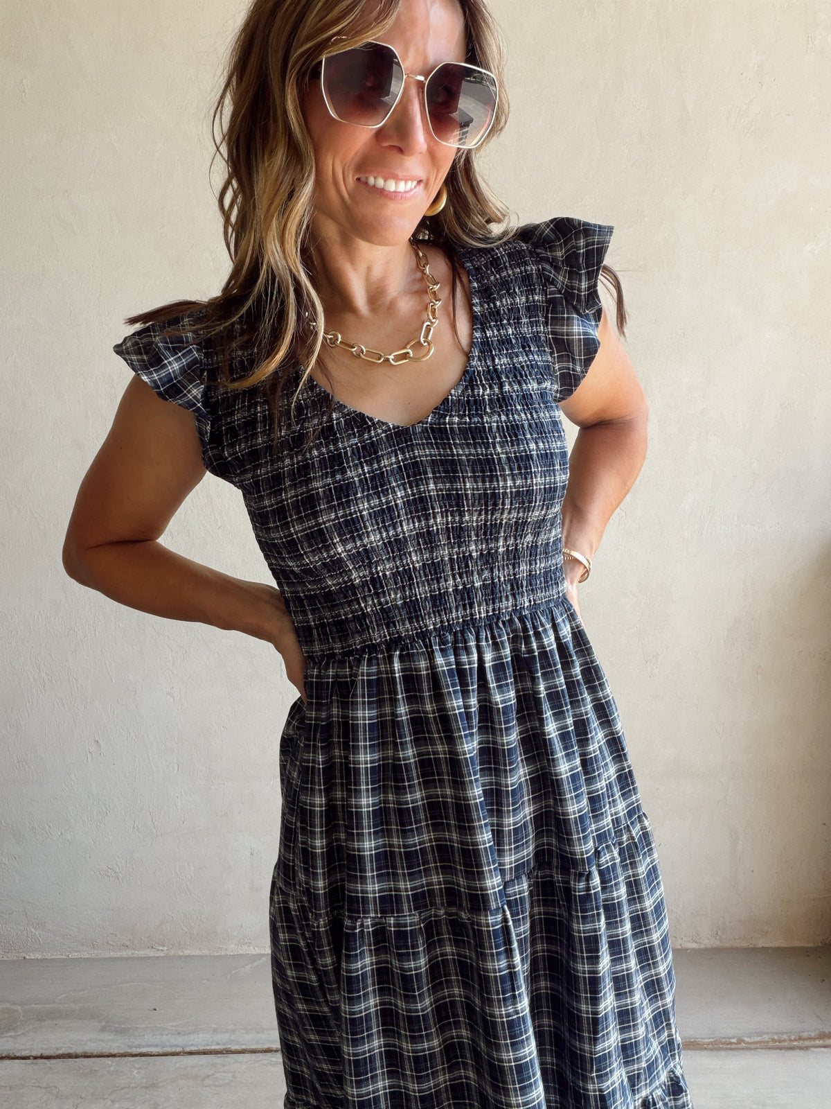 Emma Dress in Blue Plaid