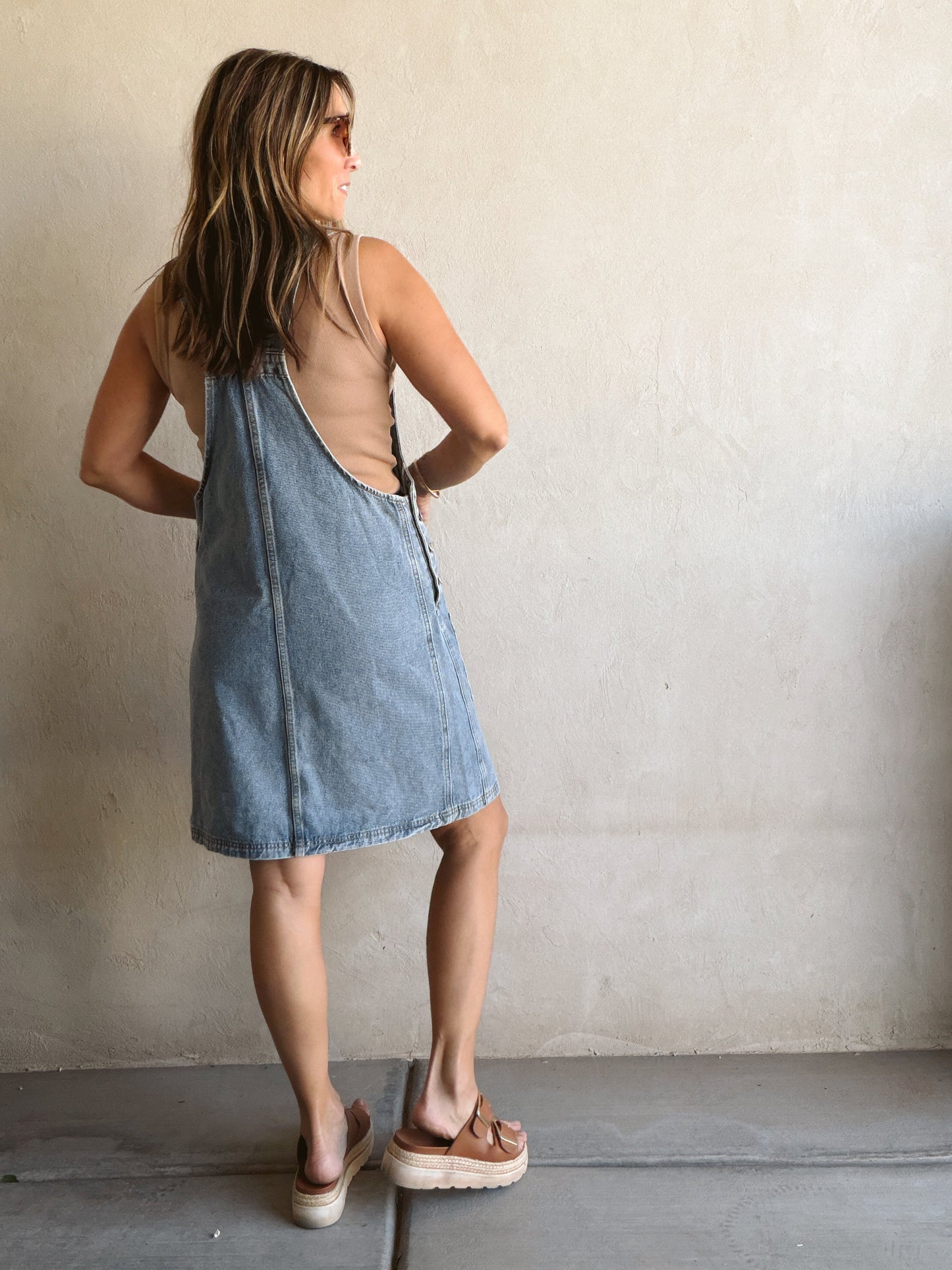 Angie Overall Dress in Medium Wash Denim