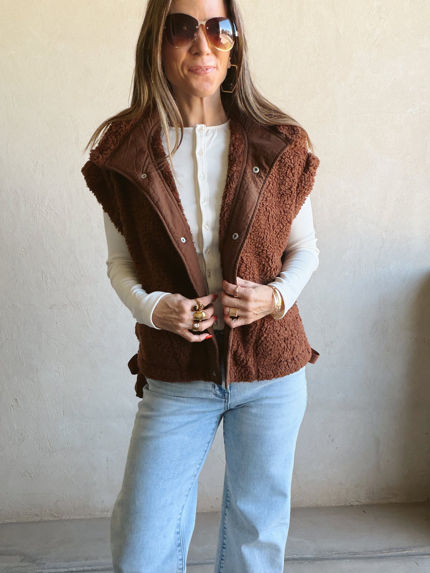 Karissa Sherpa Vest in Chocolate