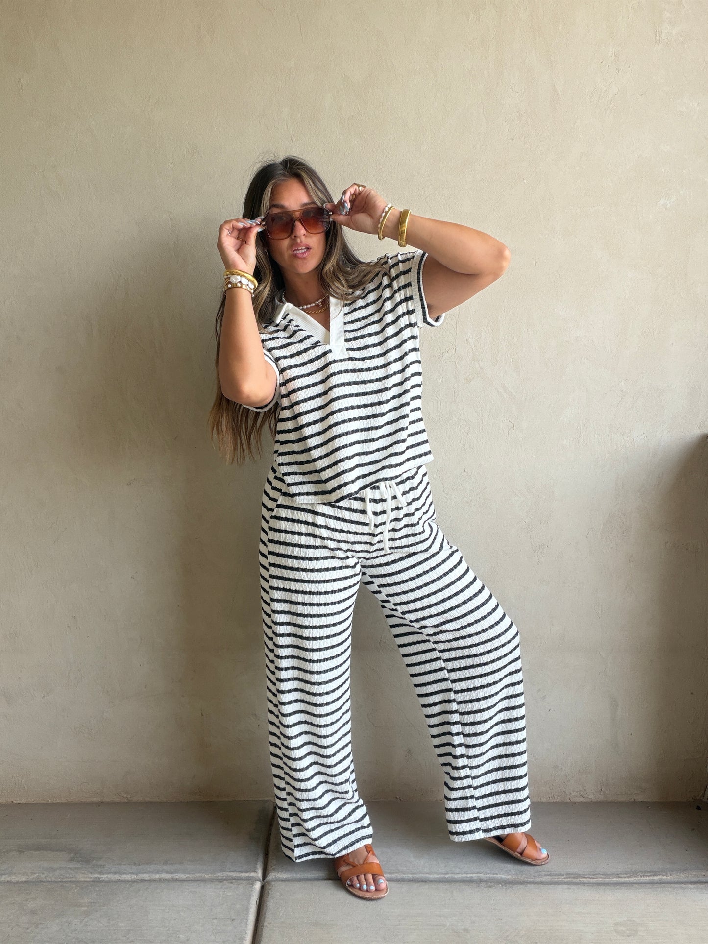 Annabelle Set in Black & White Stripe