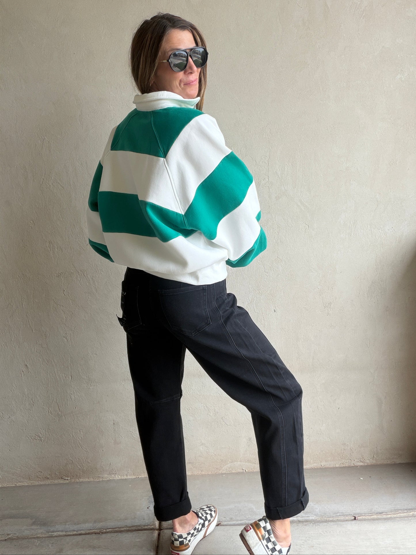 Kaylani Sweatshirt in White & Green