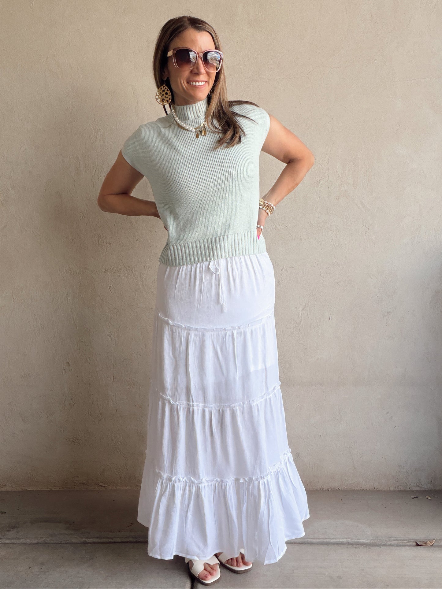 Angie Mock Neck Top in Mint