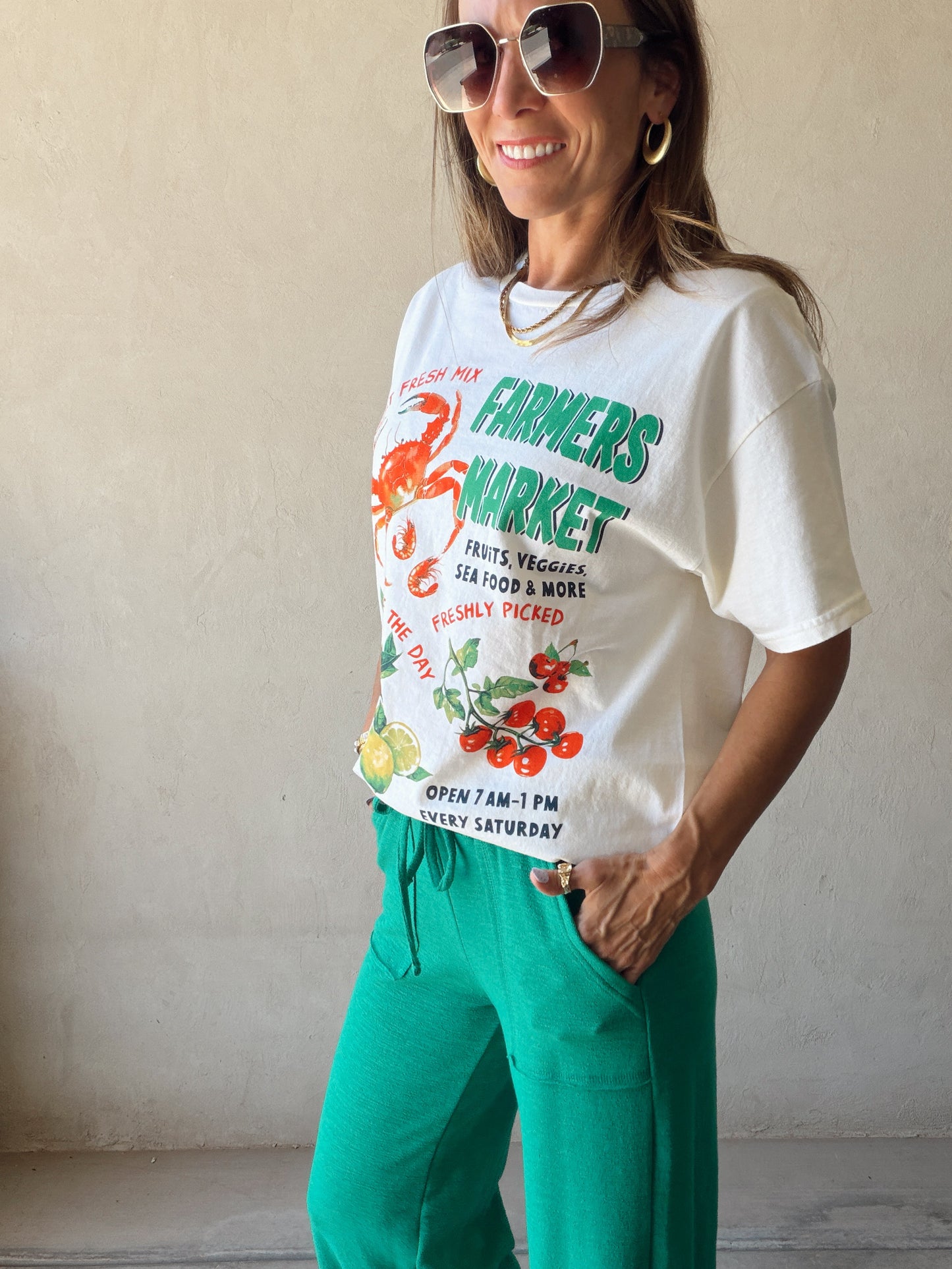 Farmer's Market Tee in Cream