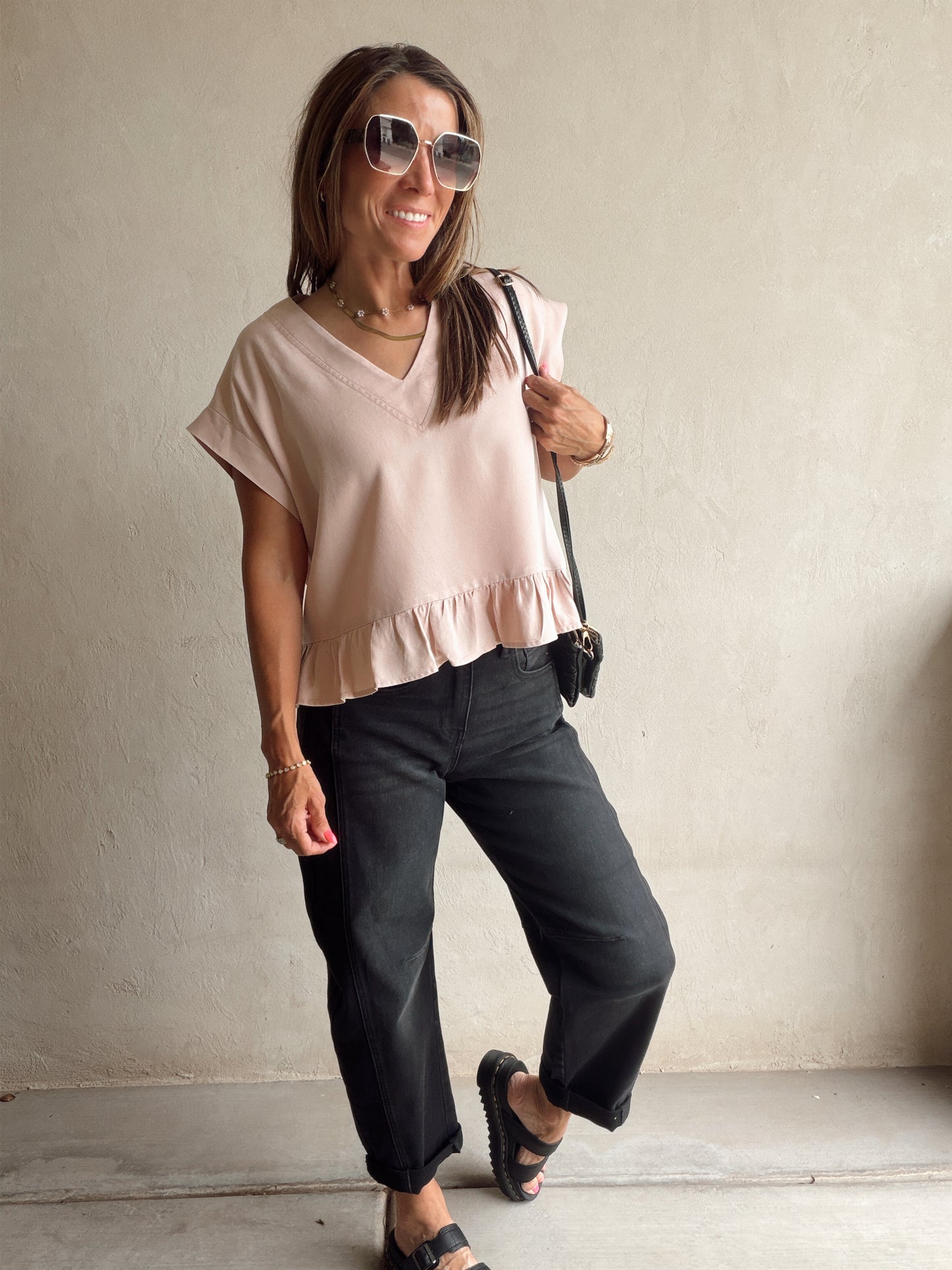 Denise Ruffle Top in Dusty Pink