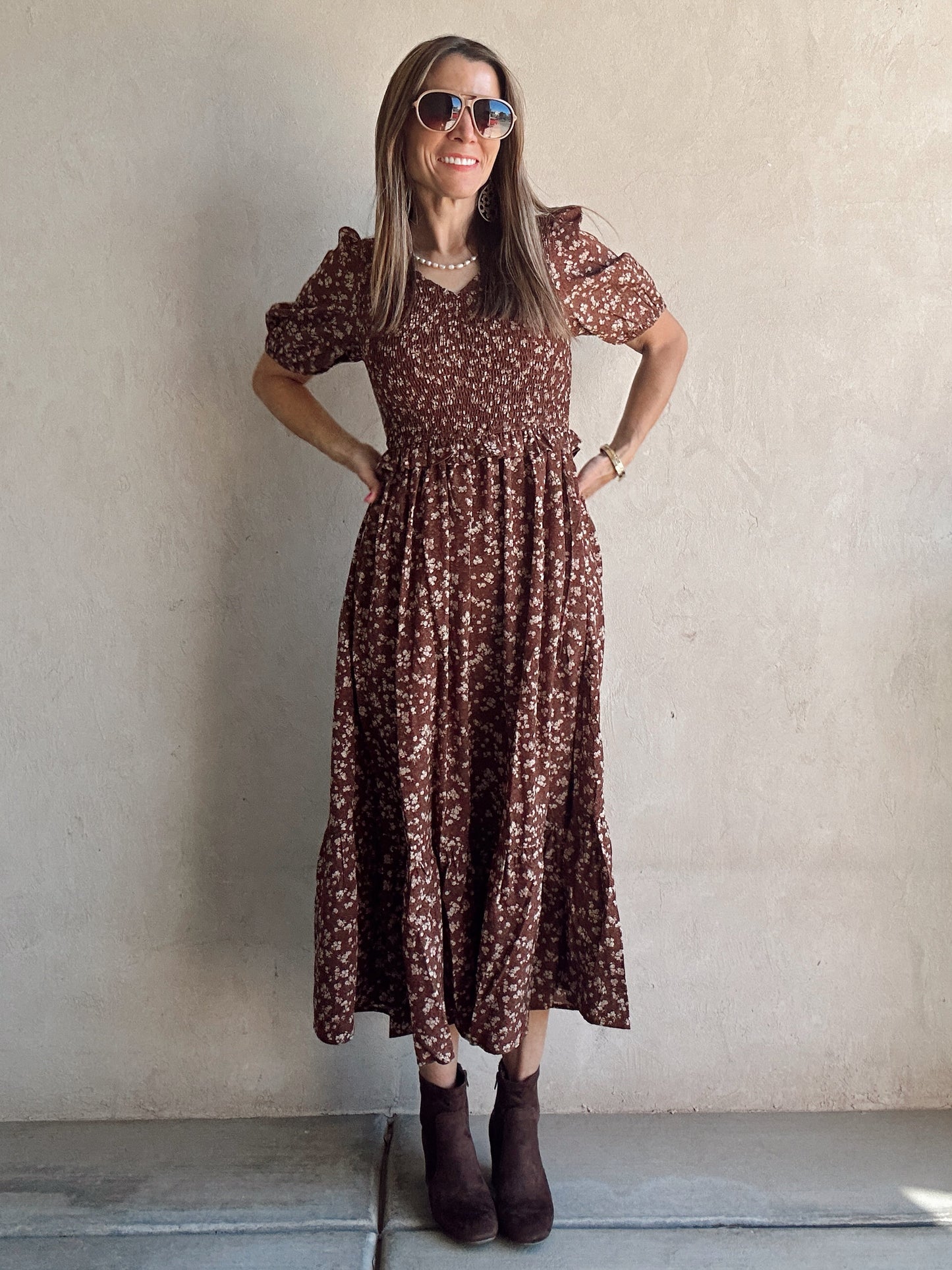 Raegan Dress in Brown