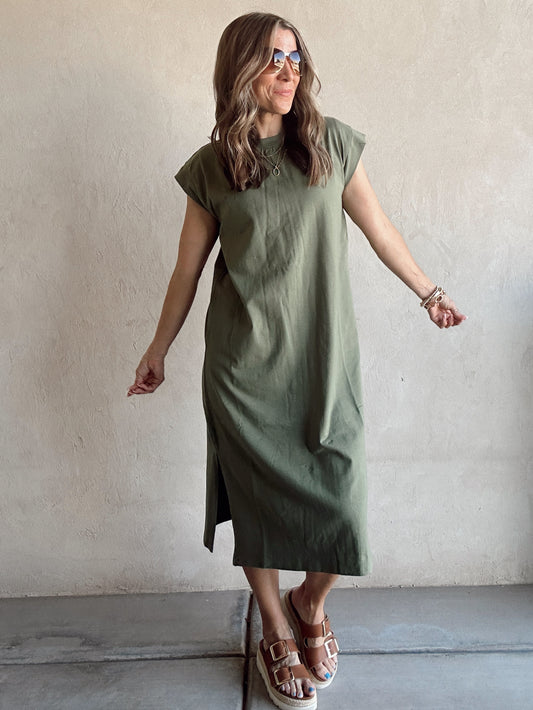Channing Knit Dress in Olive