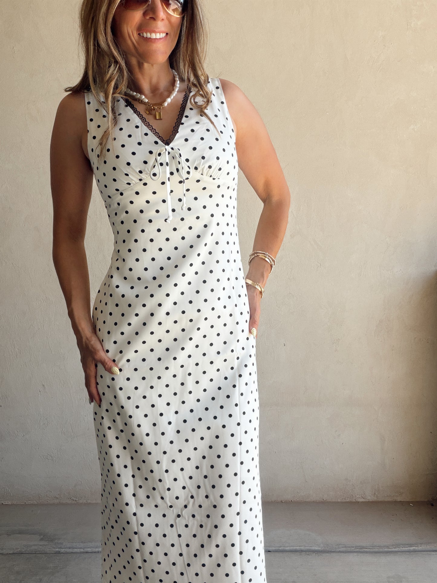 Percy Polka Dot Dress in Ivory