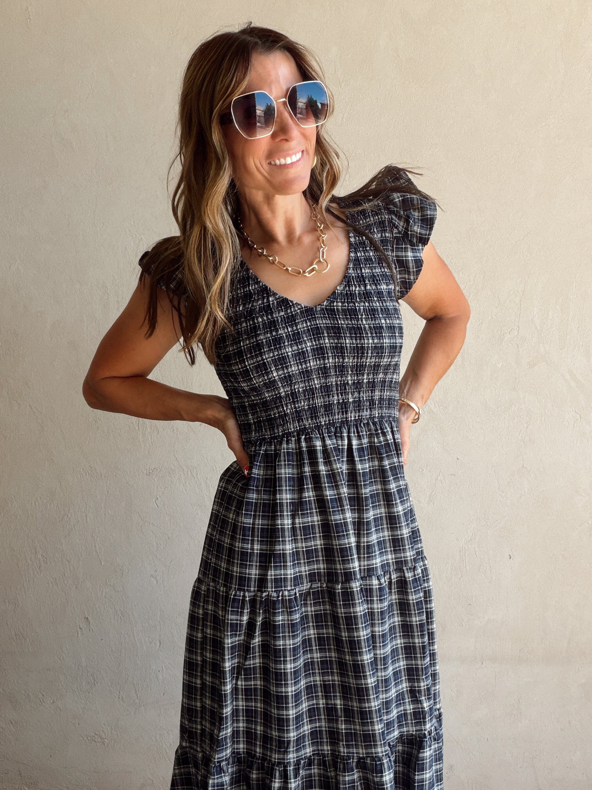 Emma Dress in Blue Plaid