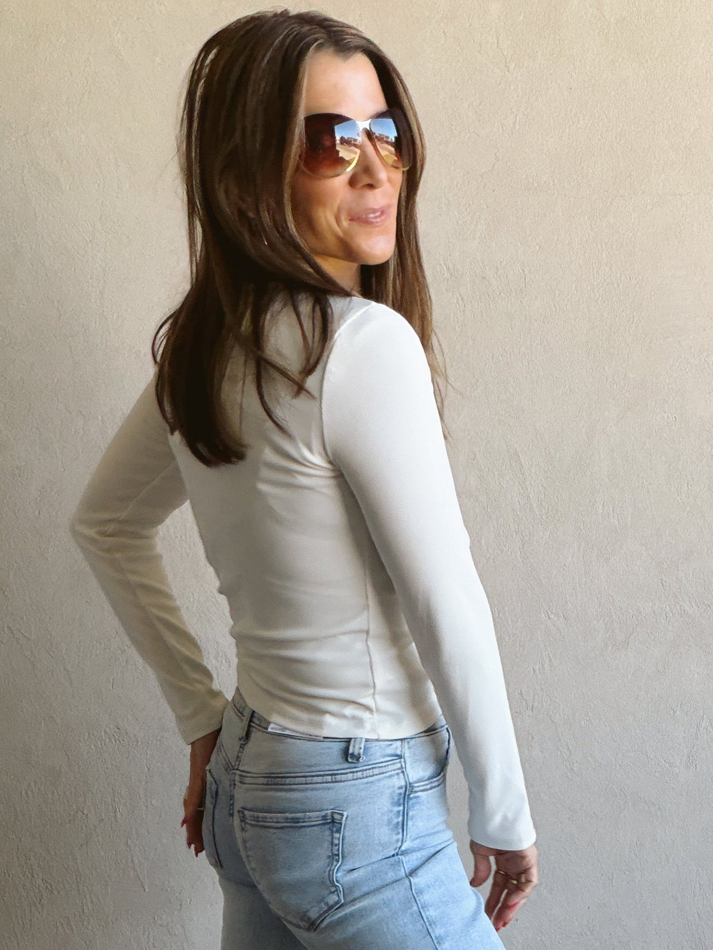 Brin Button Down Top in Cream