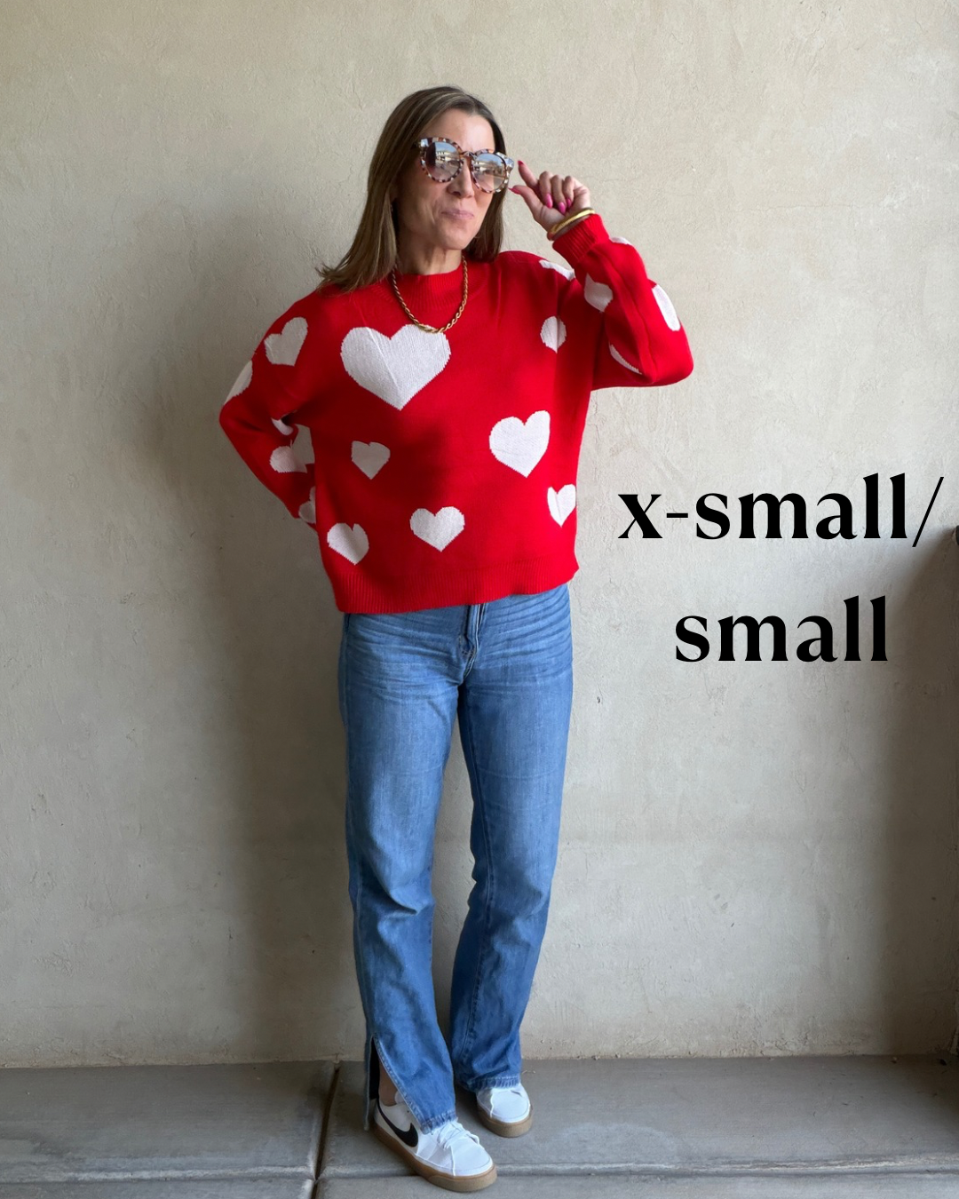 Marie Heart Sweater in Red & White