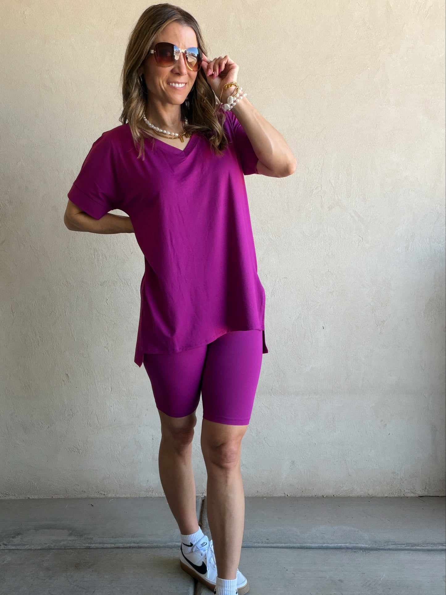 Jillian Heavenly Biker Set in Dark Magenta