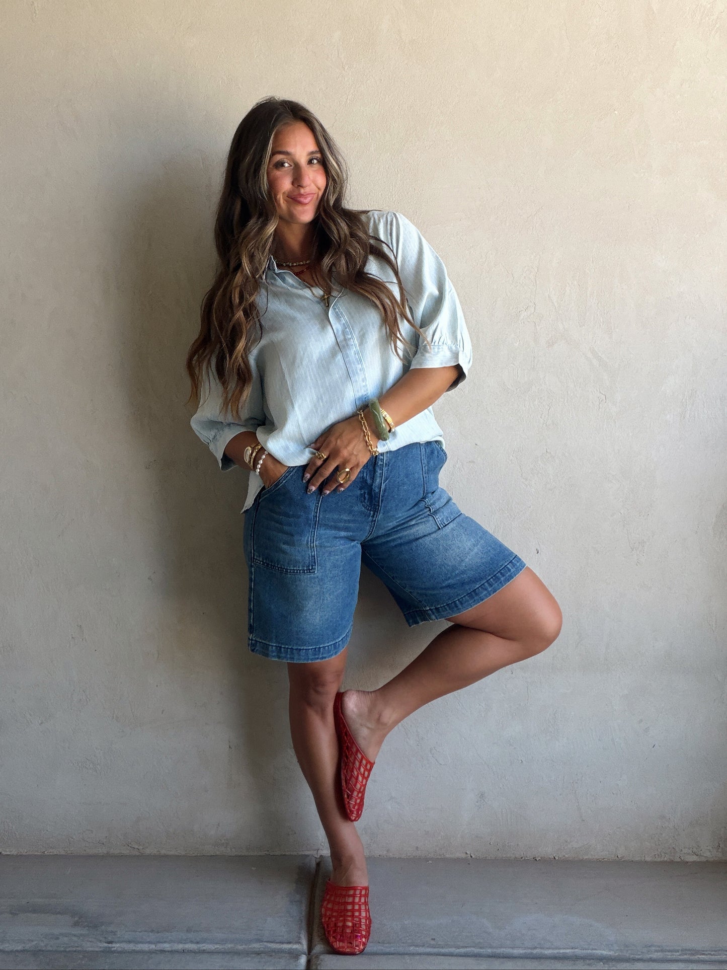 Hadley Tencel Top in Light Indigo