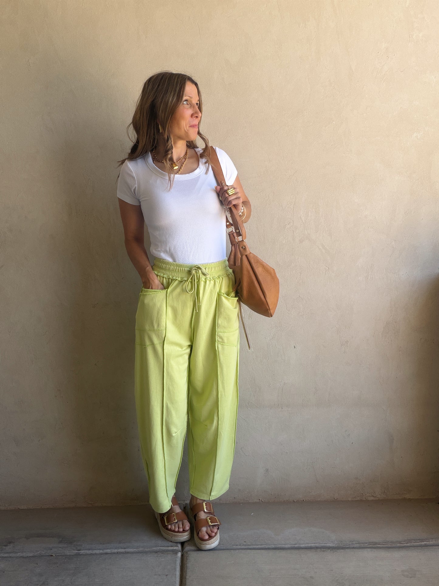 Heather Barrel Sweats in Citron