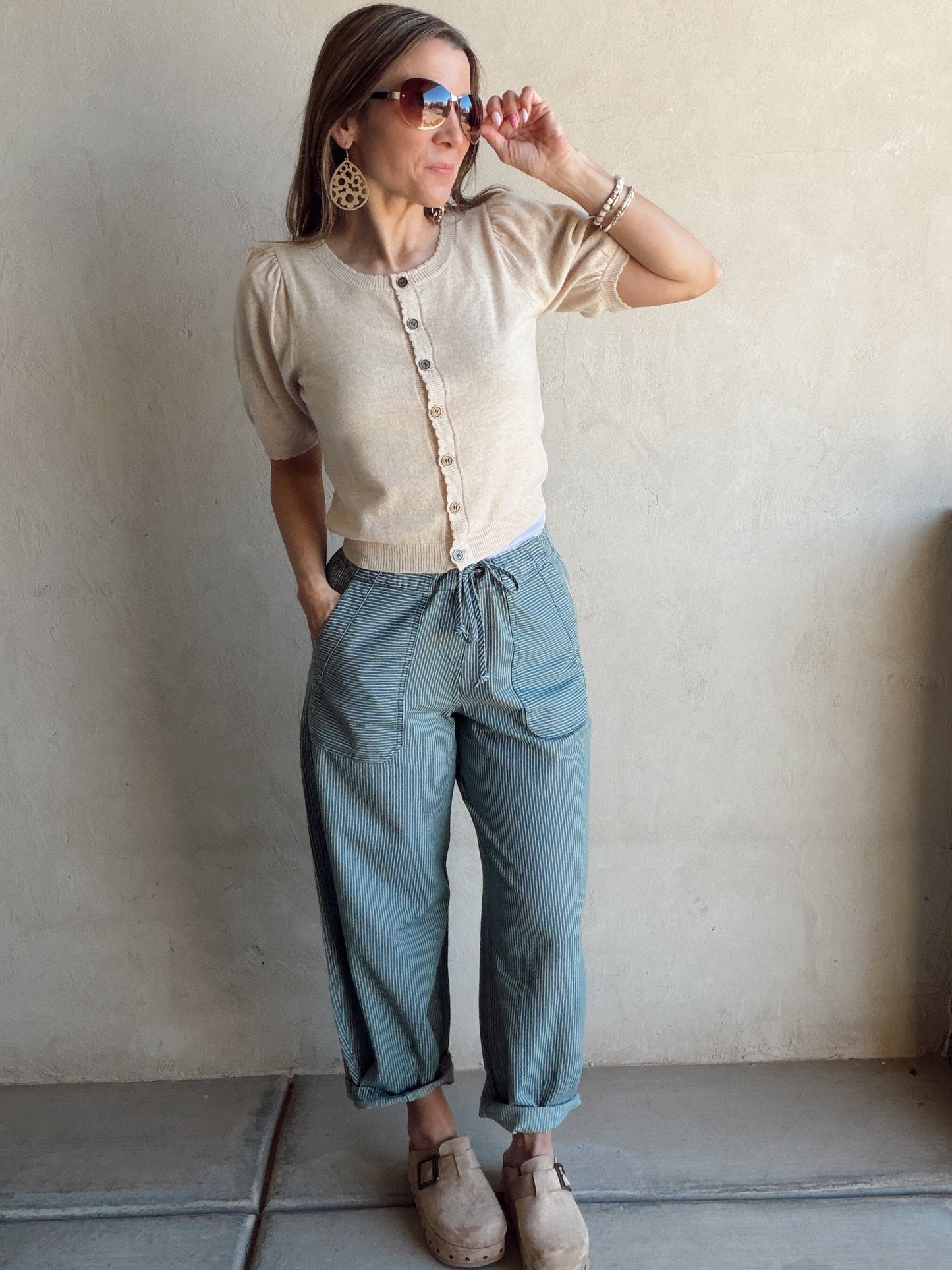 Emmie Button Down Sweater in Natural