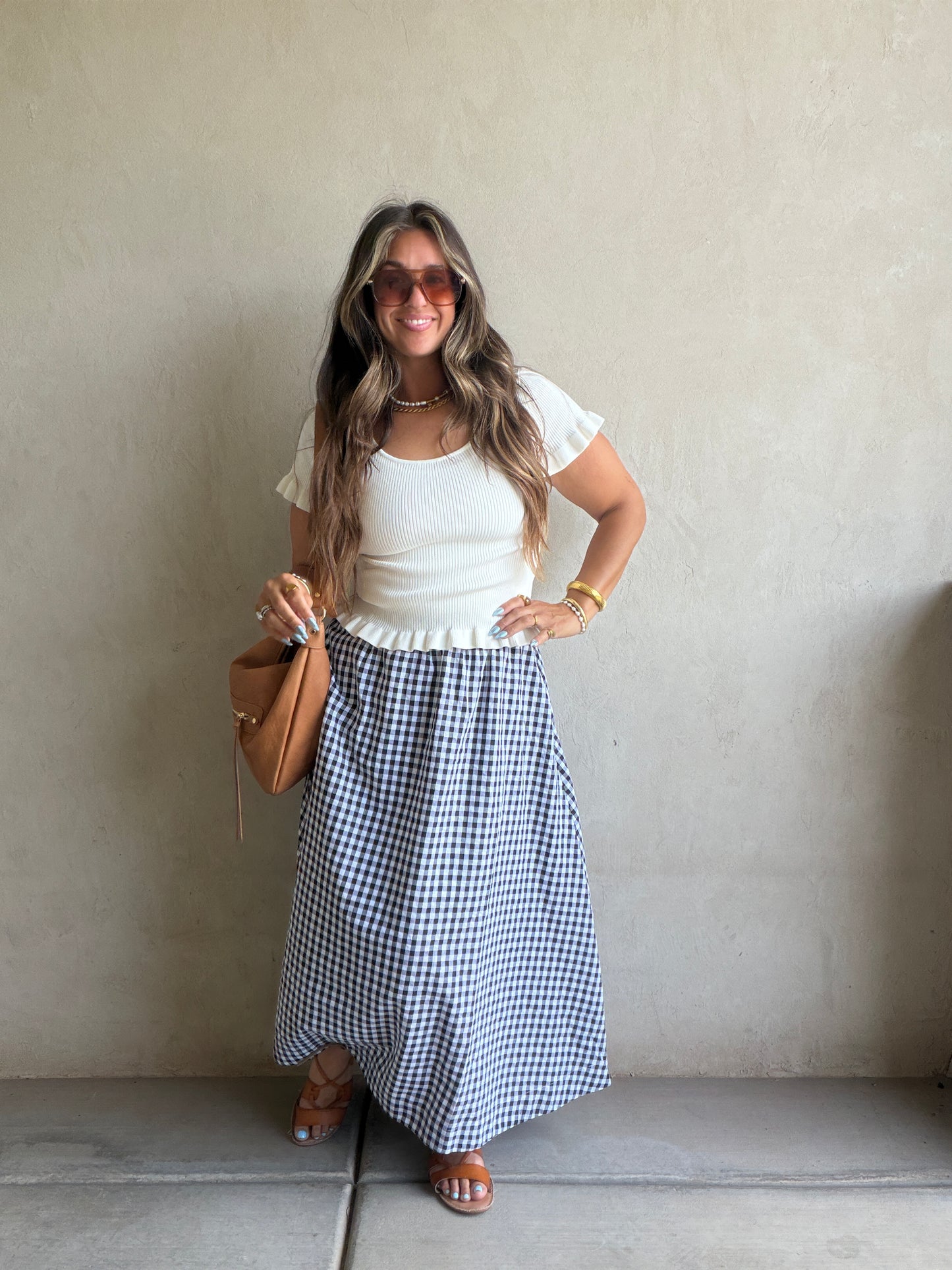 Gingham Skirt in Black & White