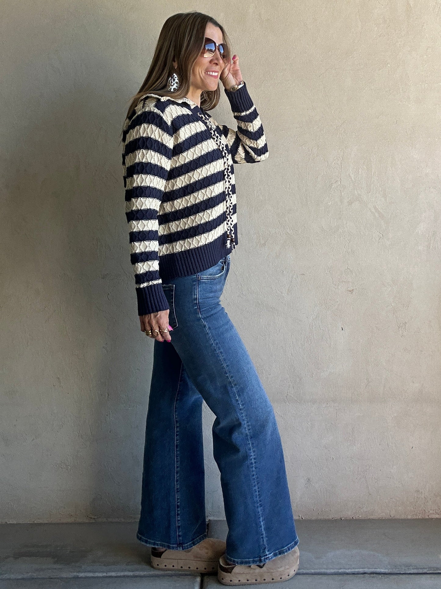 Harper Sweater in Navy & Oatmeal