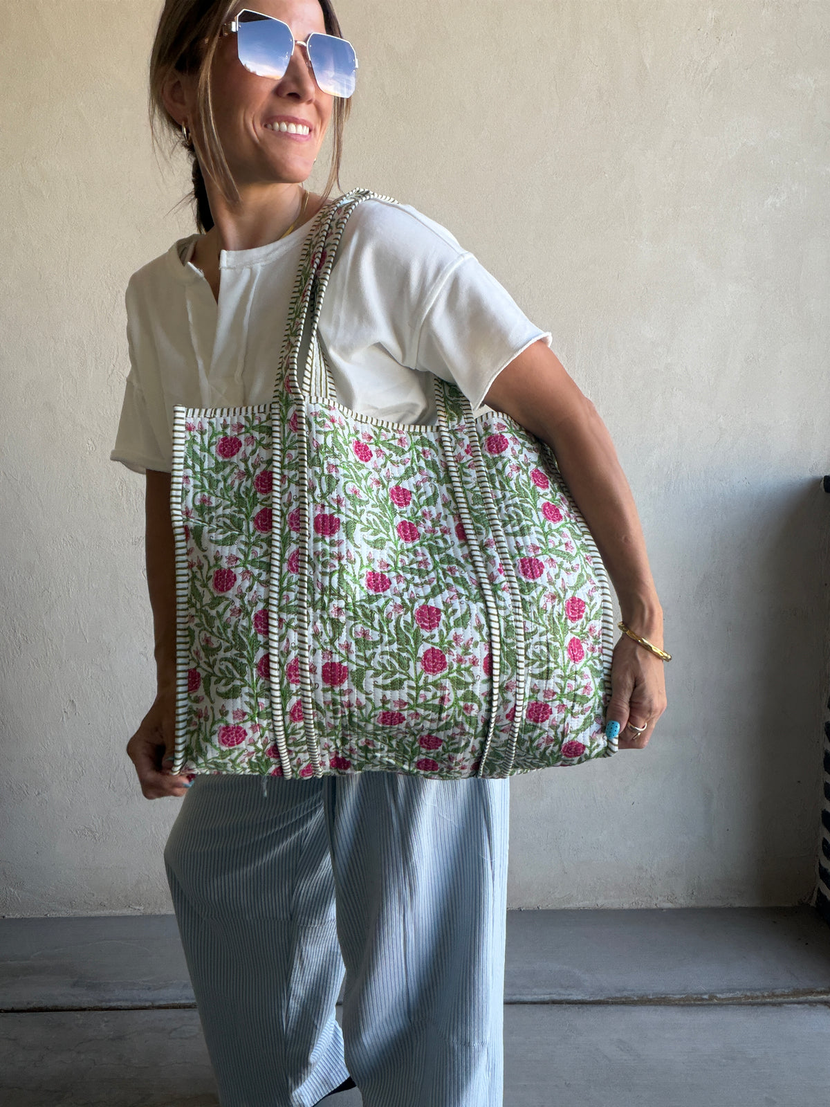 Mindee Quilted Bag – Green Leaf