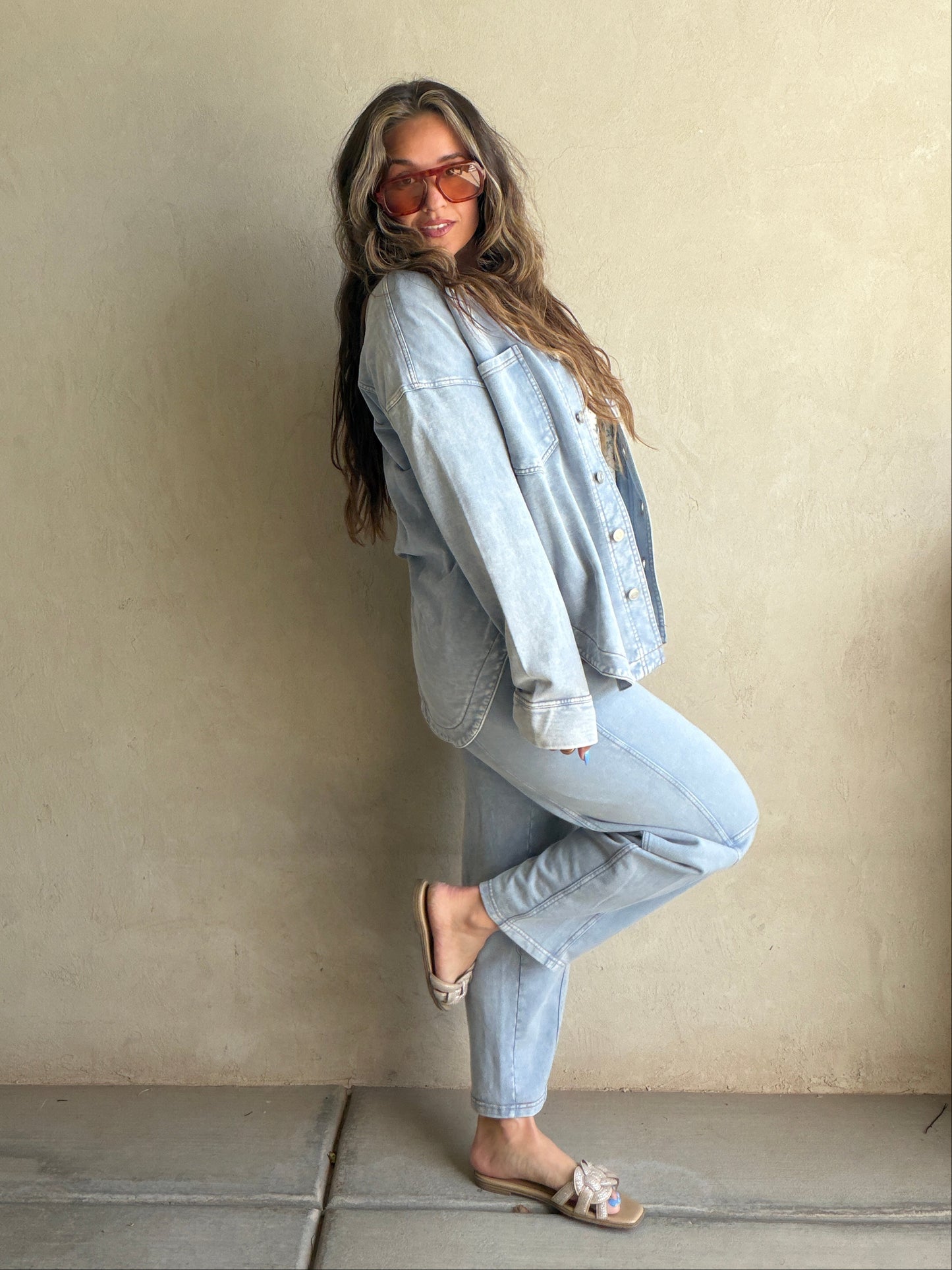 Keri Set in Acid Wash Blue