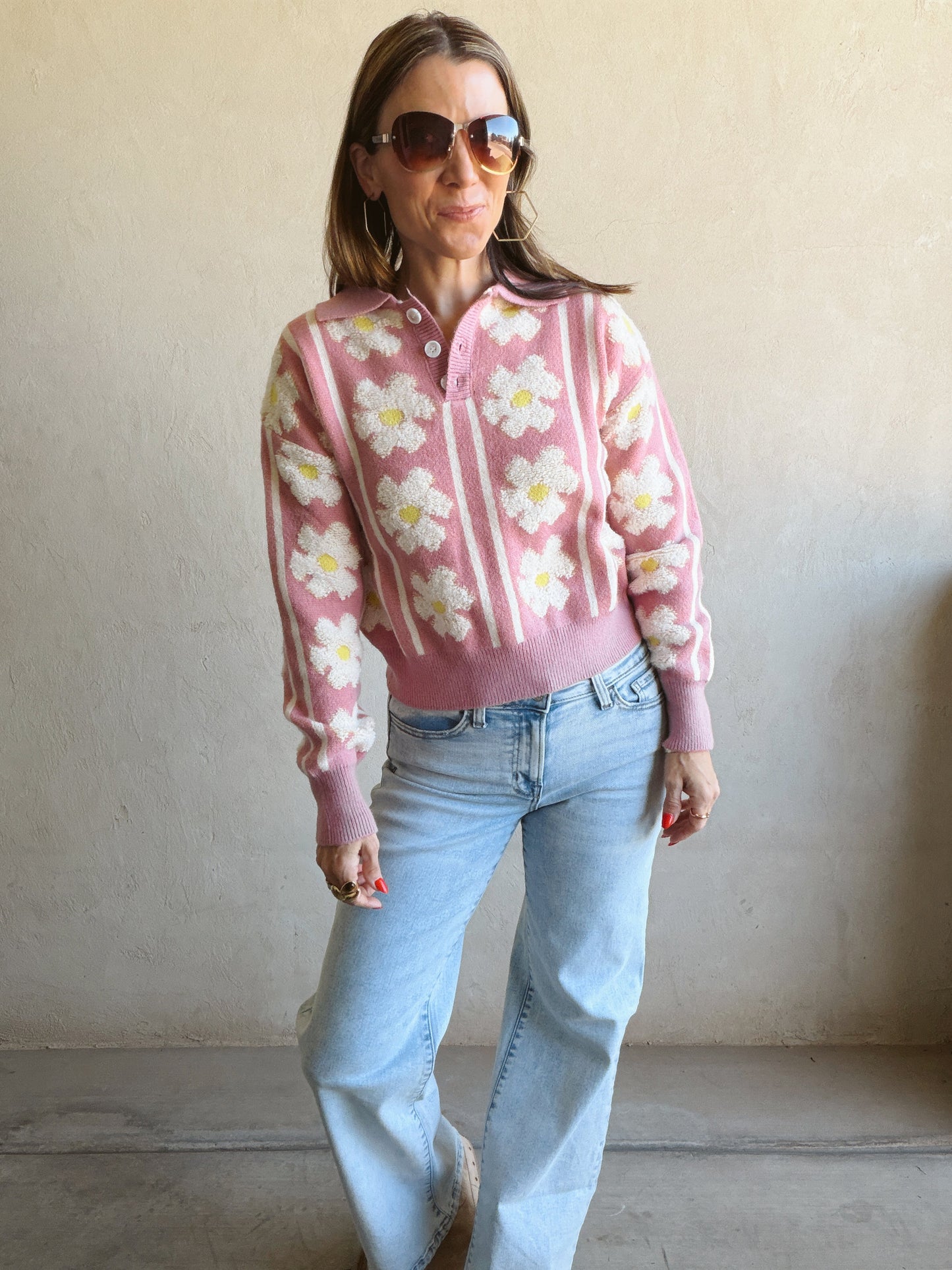 Shiloh Floral Sweater in Mauve