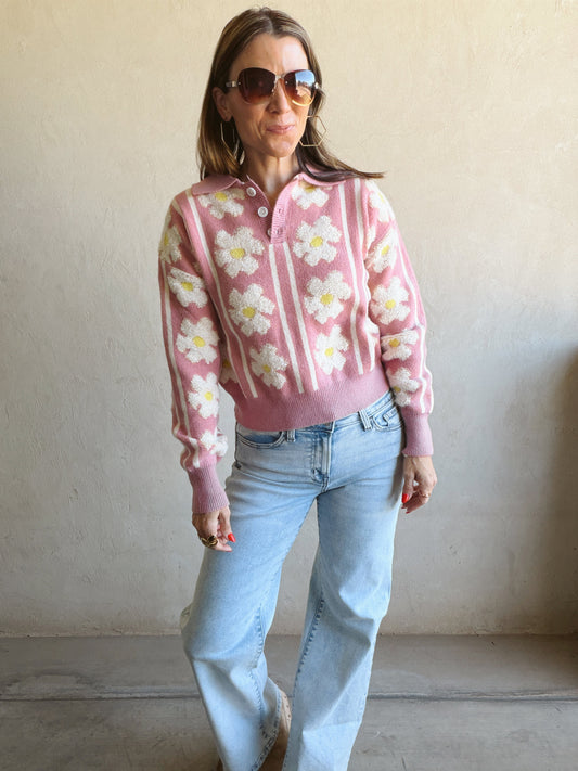 Shiloh Floral Sweater in Mauve