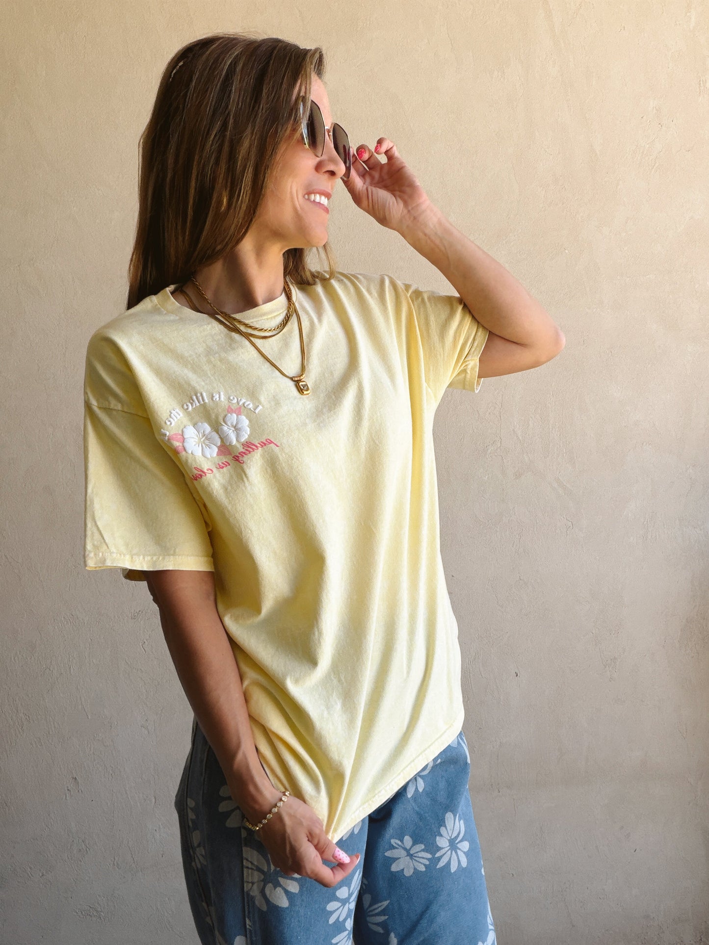 Love is like the Tide Tee in Soft Yellow
